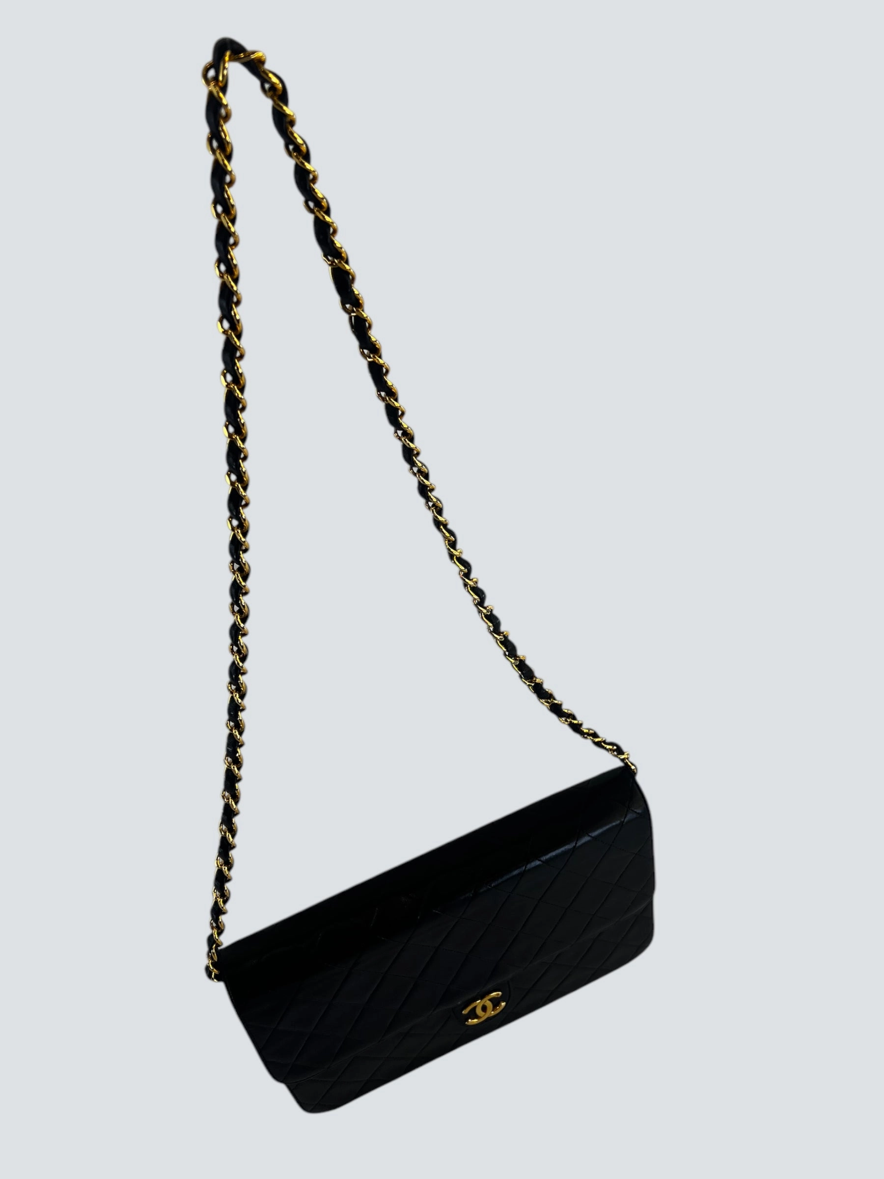 Chanel Black Lambskin Leather Small Single Flap