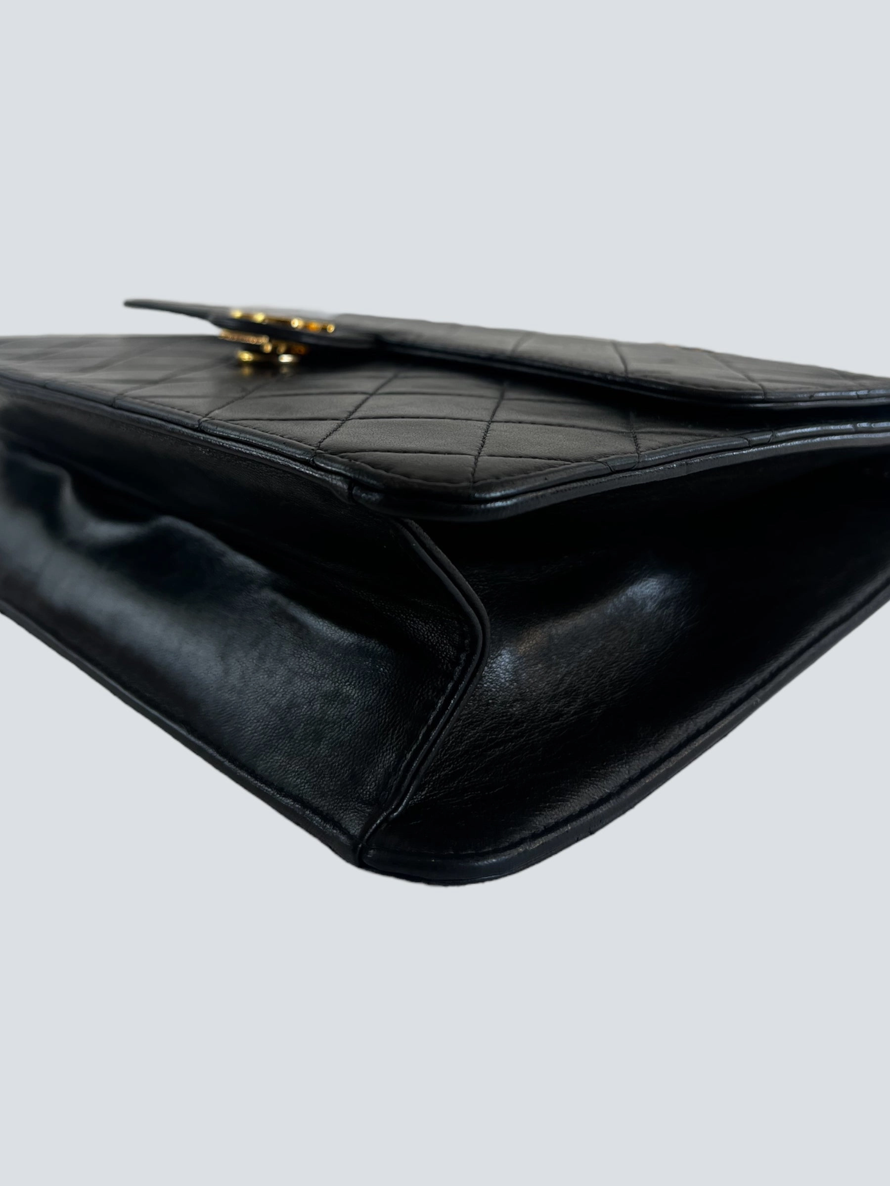 Chanel Black Lambskin Leather Small Single Flap