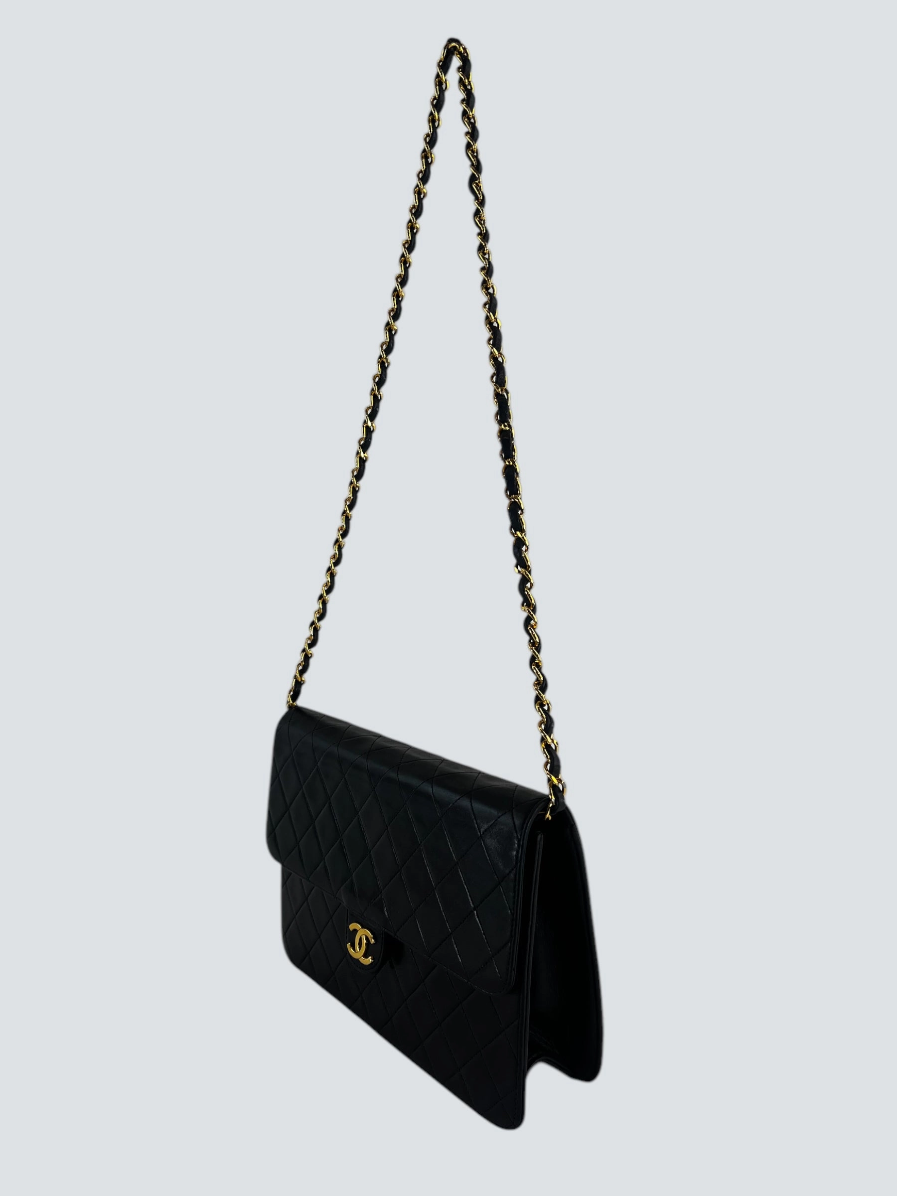 Chanel Black Lambskin Leather Small Single Flap