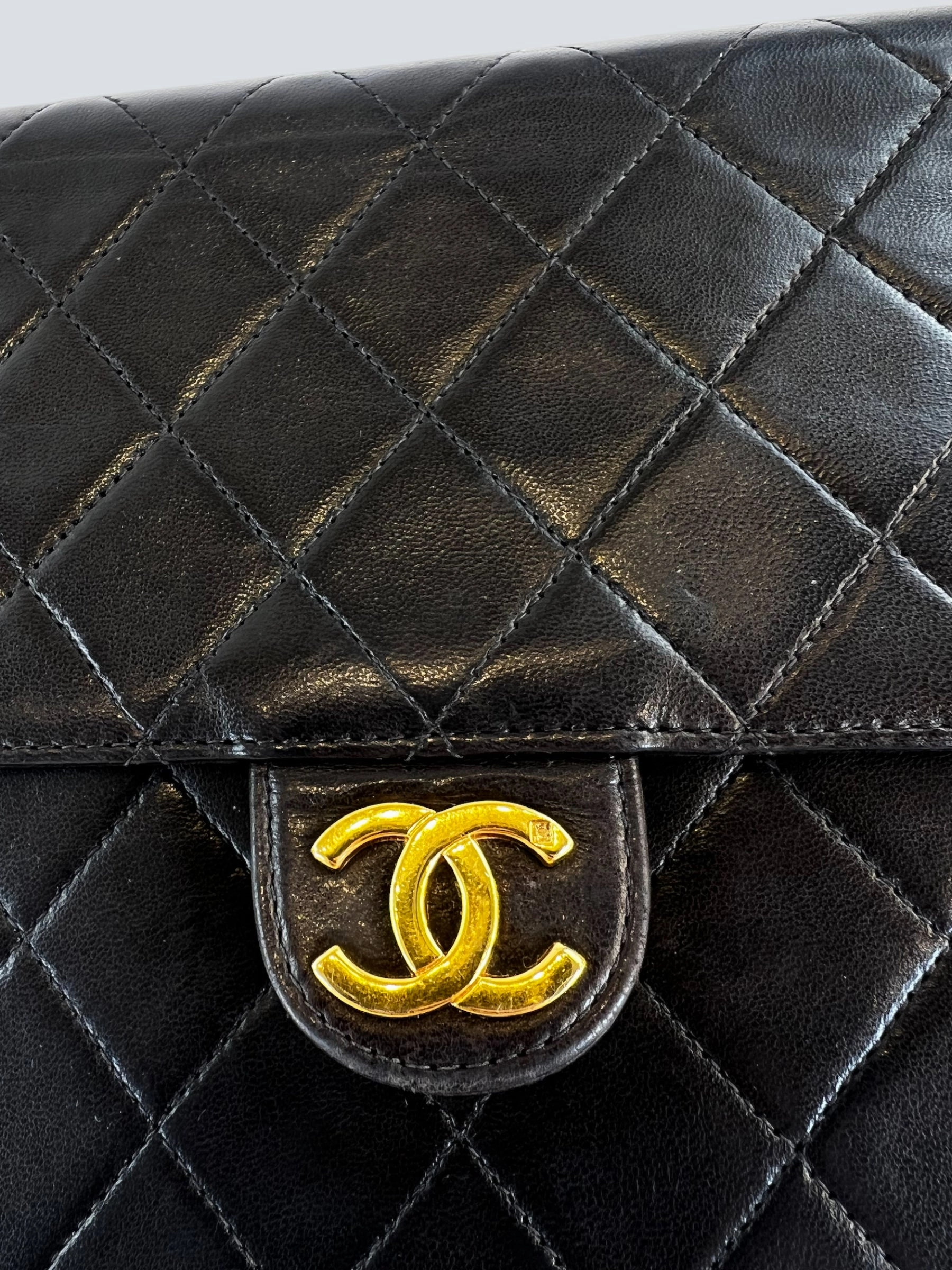 Chanel Black Lambskin Leather Small Single Flap