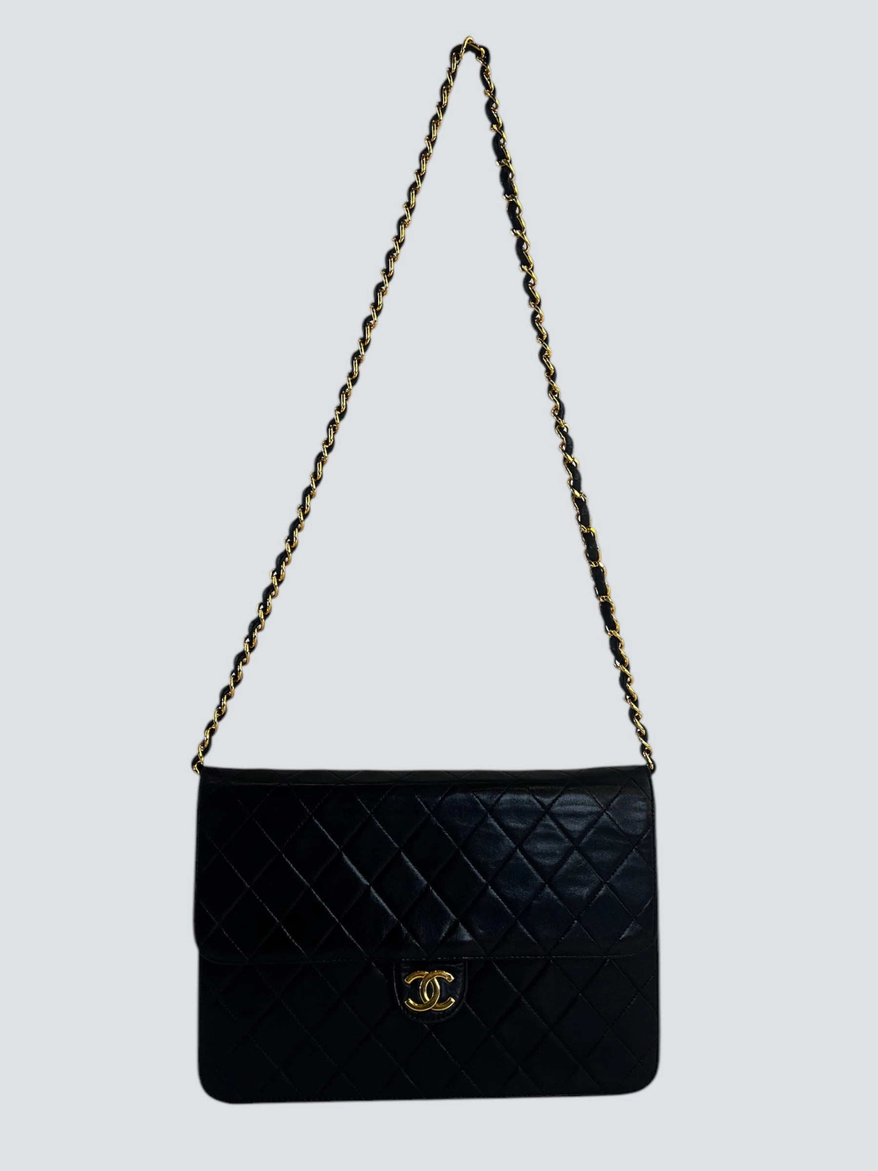 Chanel Black Lambskin Leather Small Single Flap