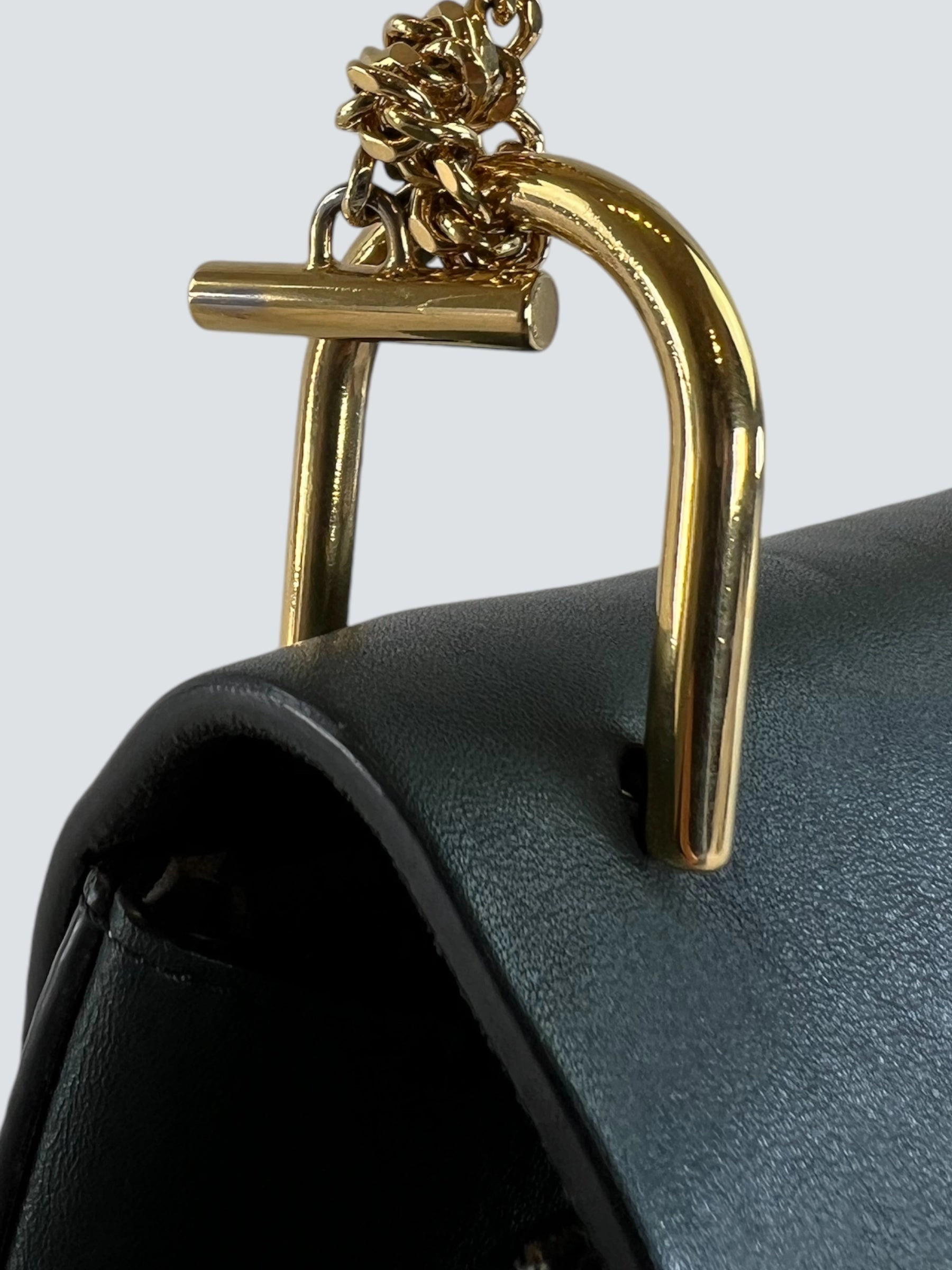 Chloe Green/Blue Smooth Calfskin Leather & Suede Shoulder Bag