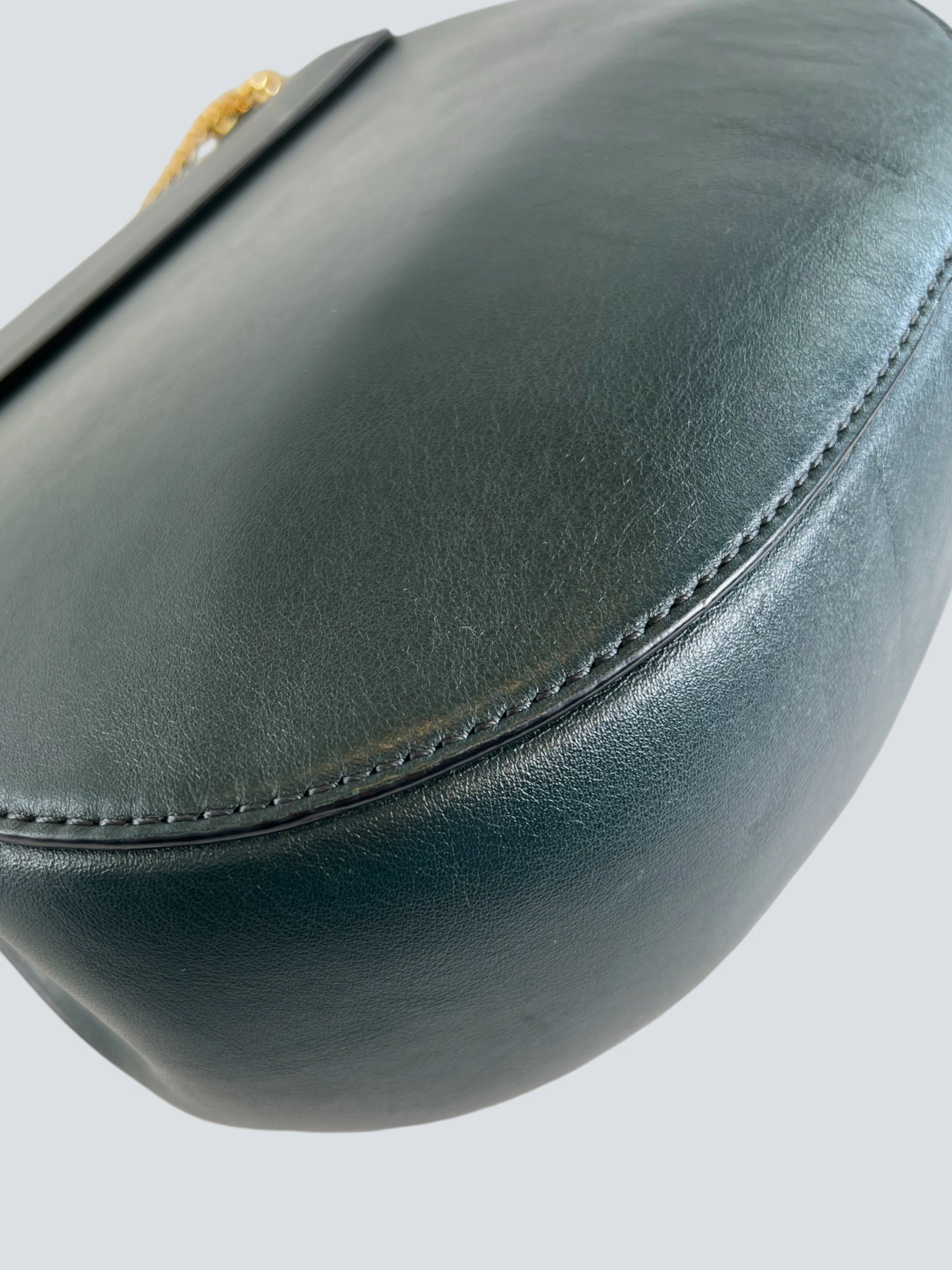 Chloe Green/Blue Smooth Calfskin Leather & Suede Shoulder Bag