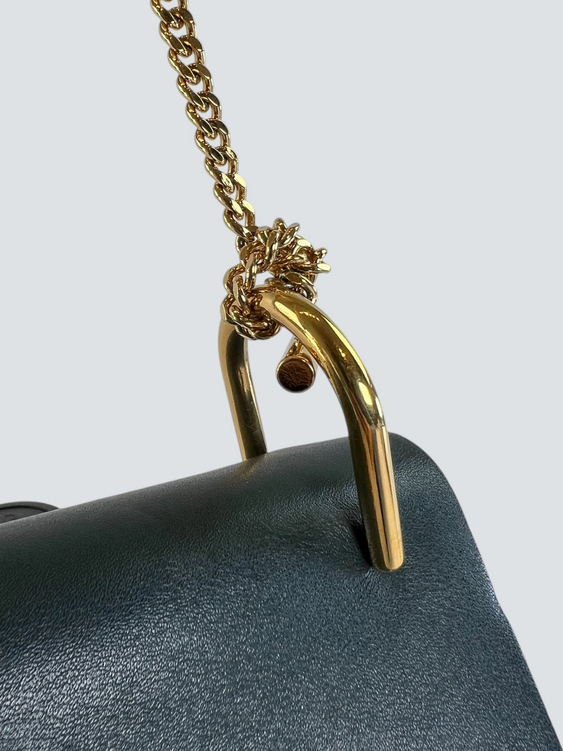 Chloe Green/Blue Smooth Calfskin Leather & Suede Shoulder Bag