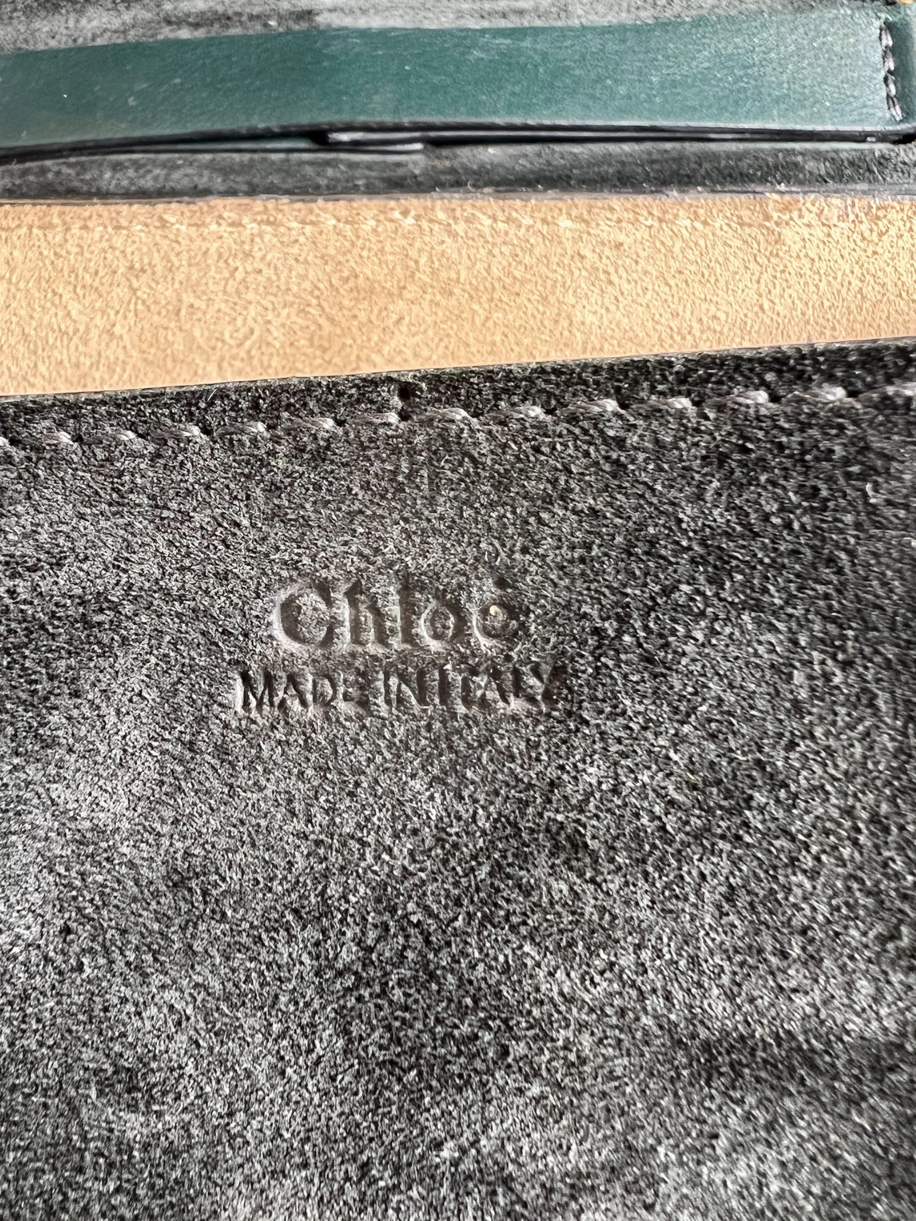 Chloe Green/Blue Smooth Calfskin Leather & Suede Shoulder Bag