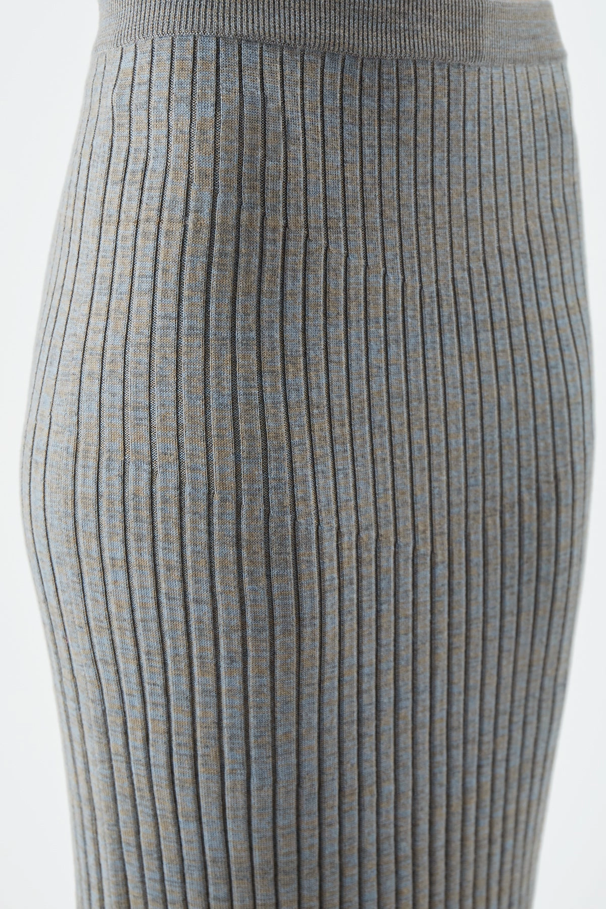 Conti Knit Midi Skirt in Light Blue Melange Cashmere