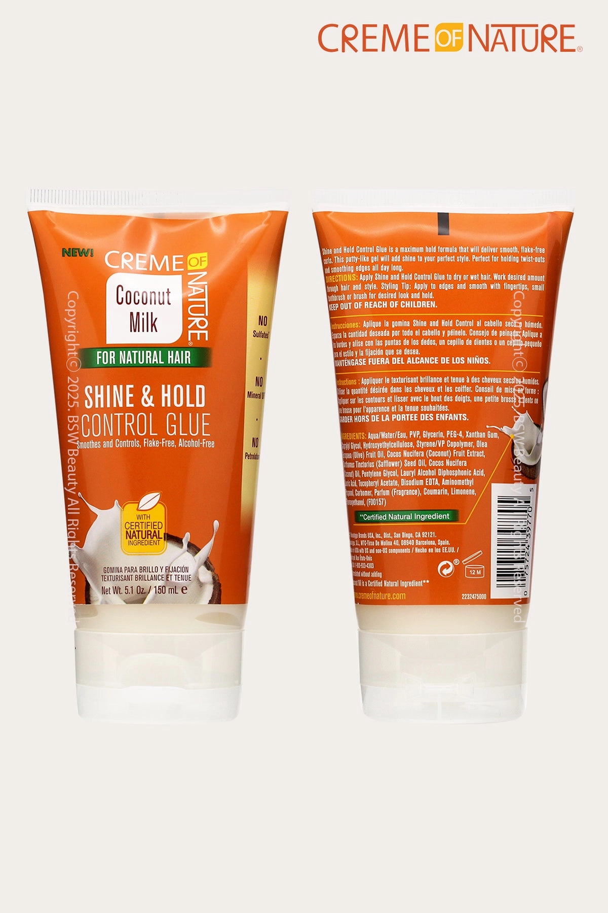CREME OF NATURE COCONUT MILK SHINE & HOLD CONTROL GLUE 5.1oz