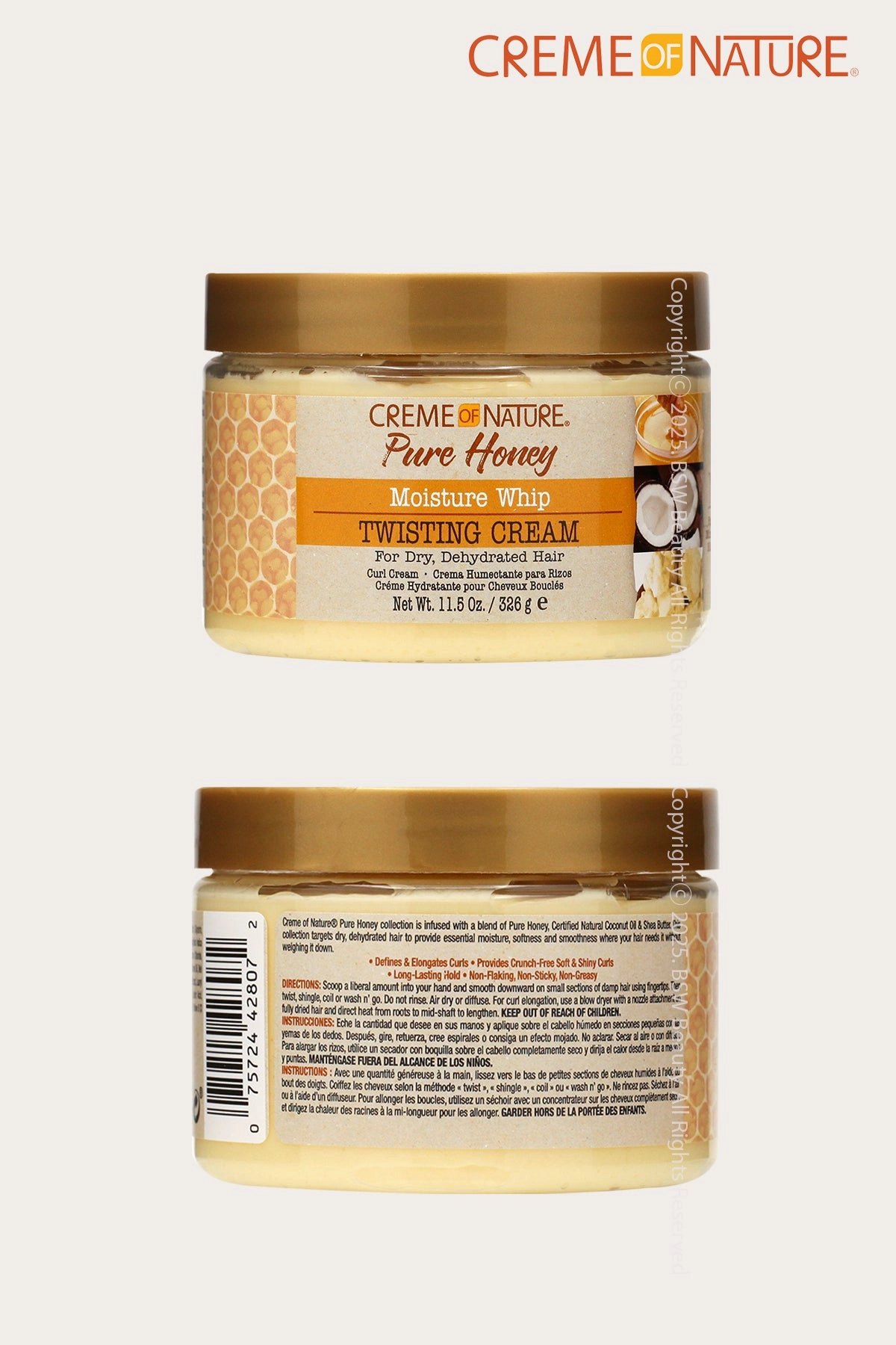 CREME OF NATURE PURE HONEY MOISTURE WHIP TWISTING CREAM 11.5oz