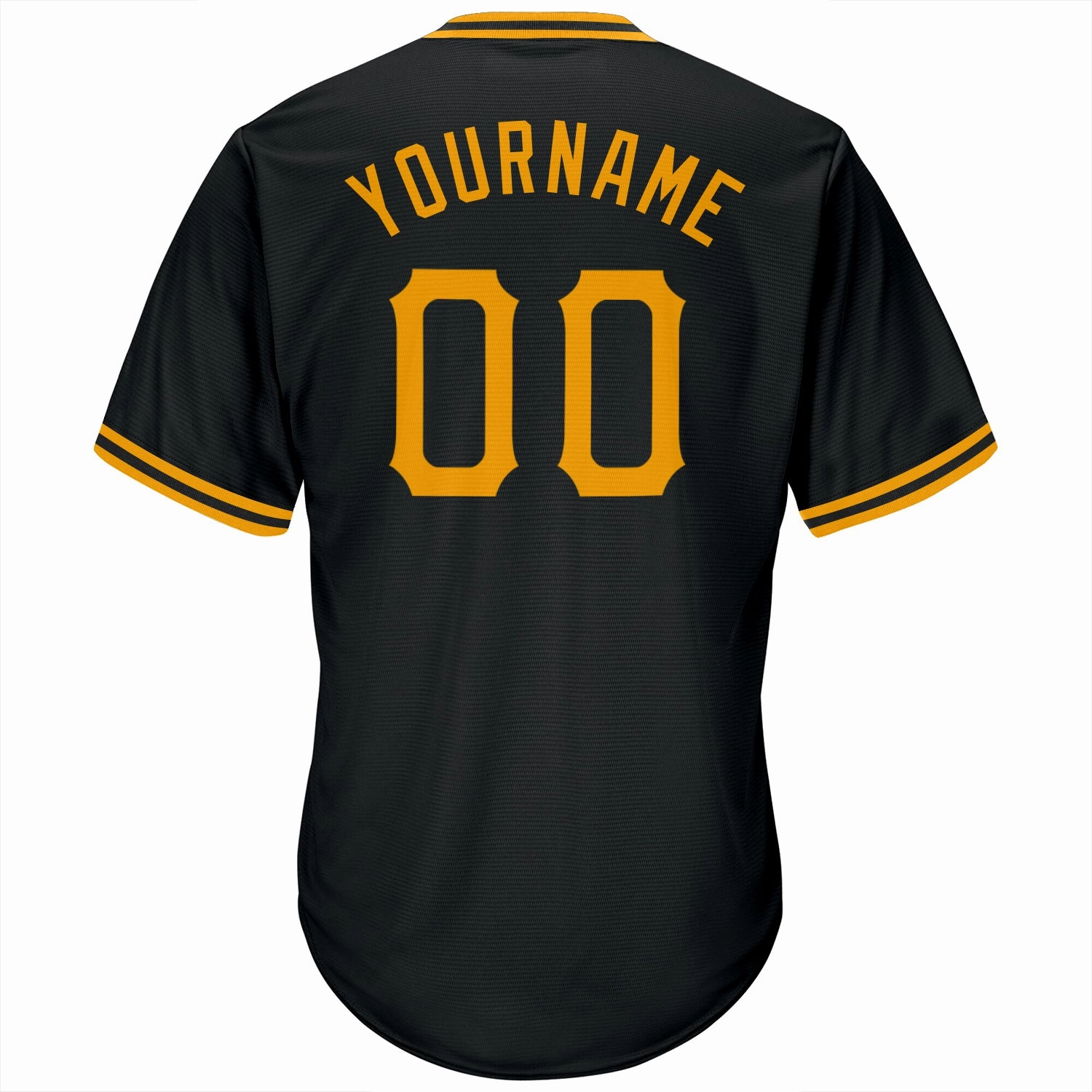 Custom Black Gold Authentic Throwback Rib-Knit Baseball Jersey Shirt