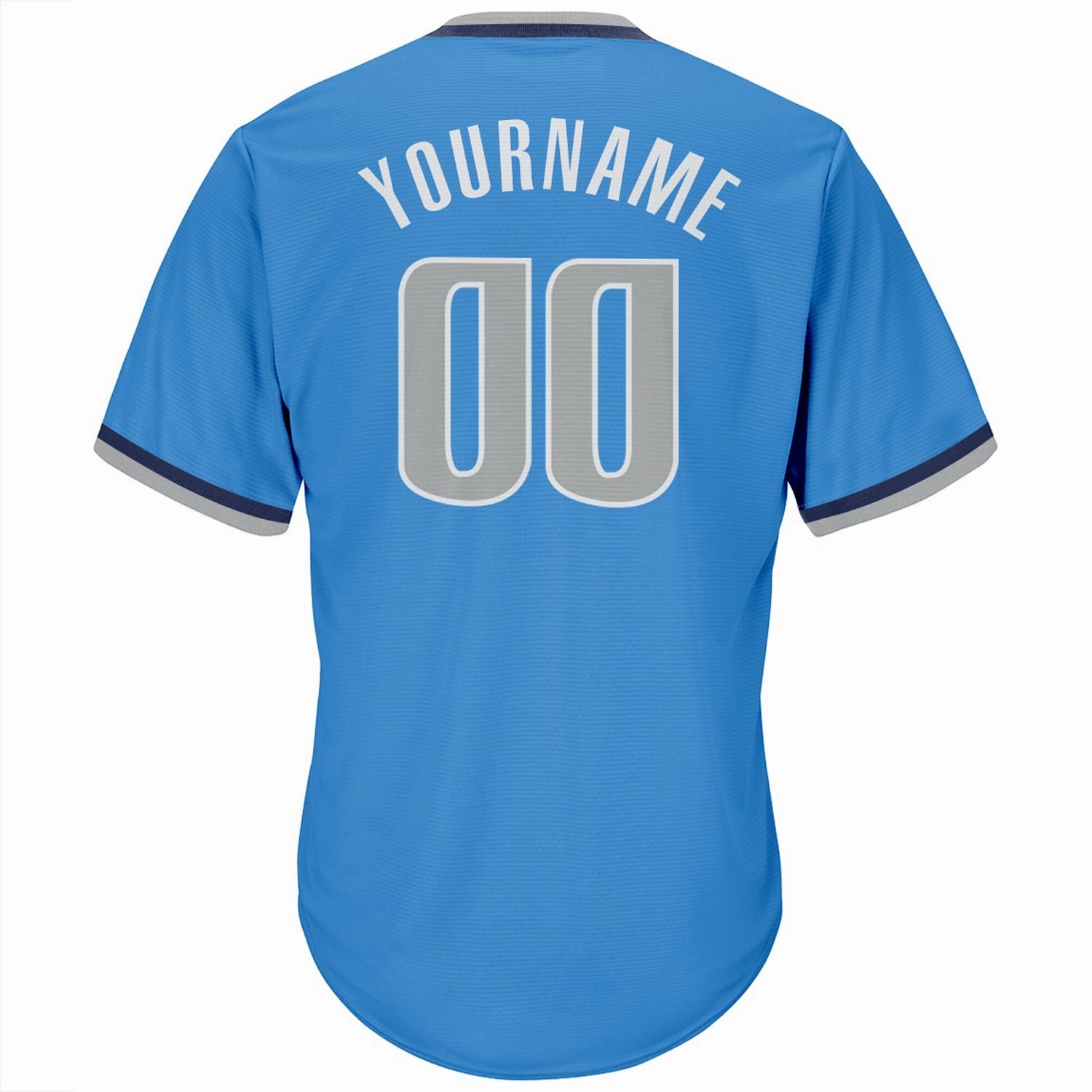 Custom Powder Blue Gray-Navy Authentic Throwback Rib-Knit Baseball Jersey Shirt