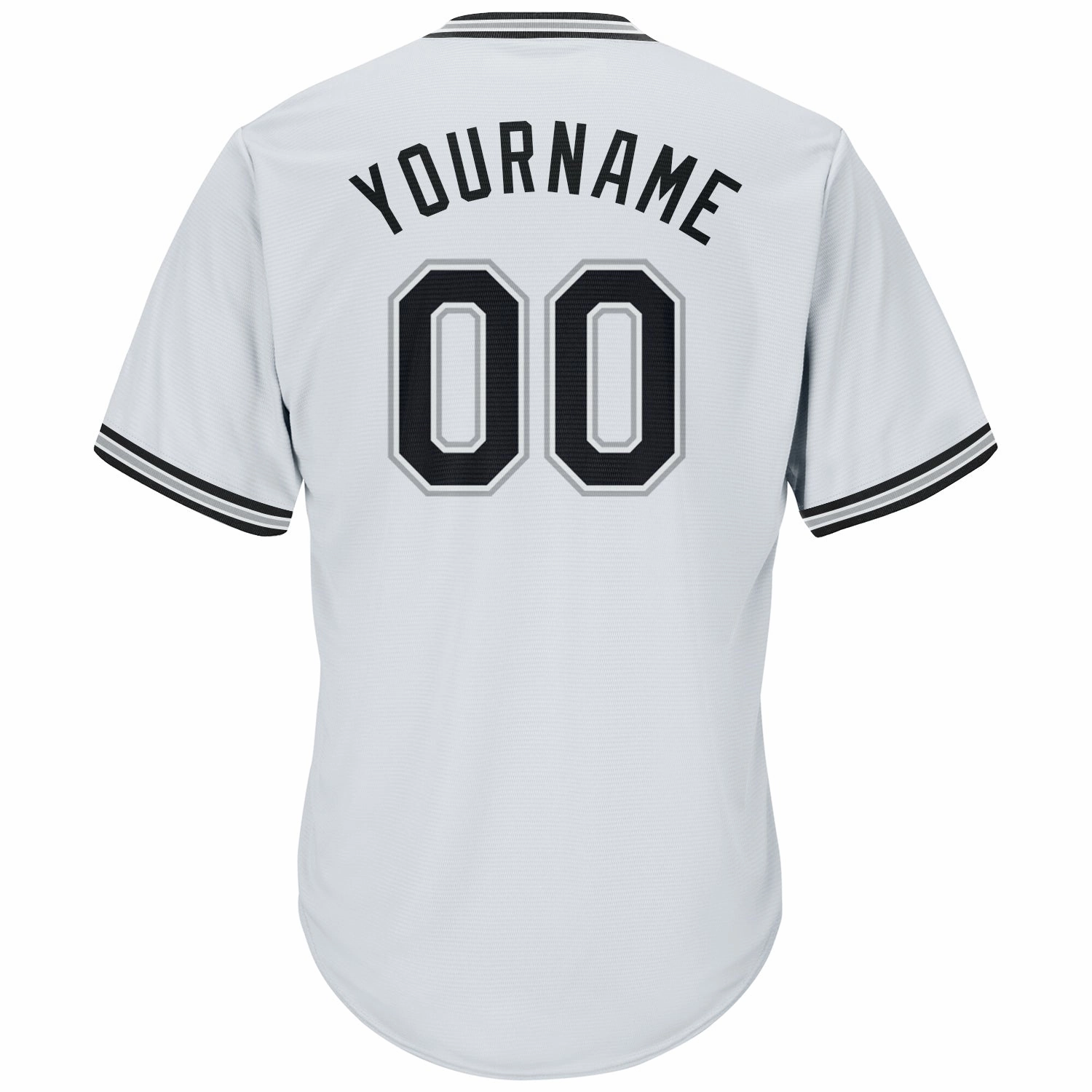 Custom White Black-Gray Authentic Throwback Rib-Knit Baseball Jersey Shirt
