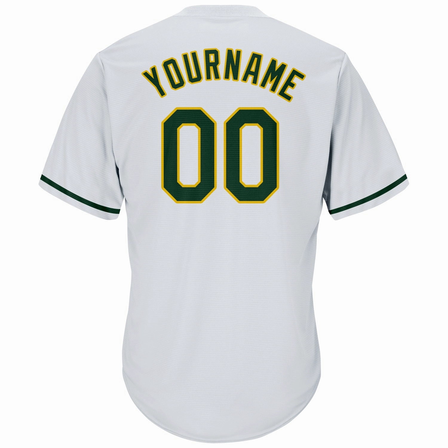 Custom White Green-Gold Authentic Throwback Rib-Knit Baseball Jersey Shirt