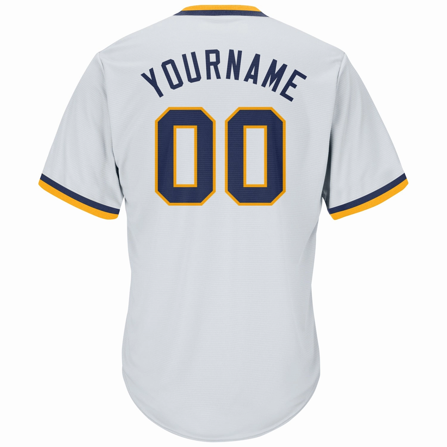 Custom White Navy-Gold Authentic Throwback Rib-Knit Baseball Jersey Shirt