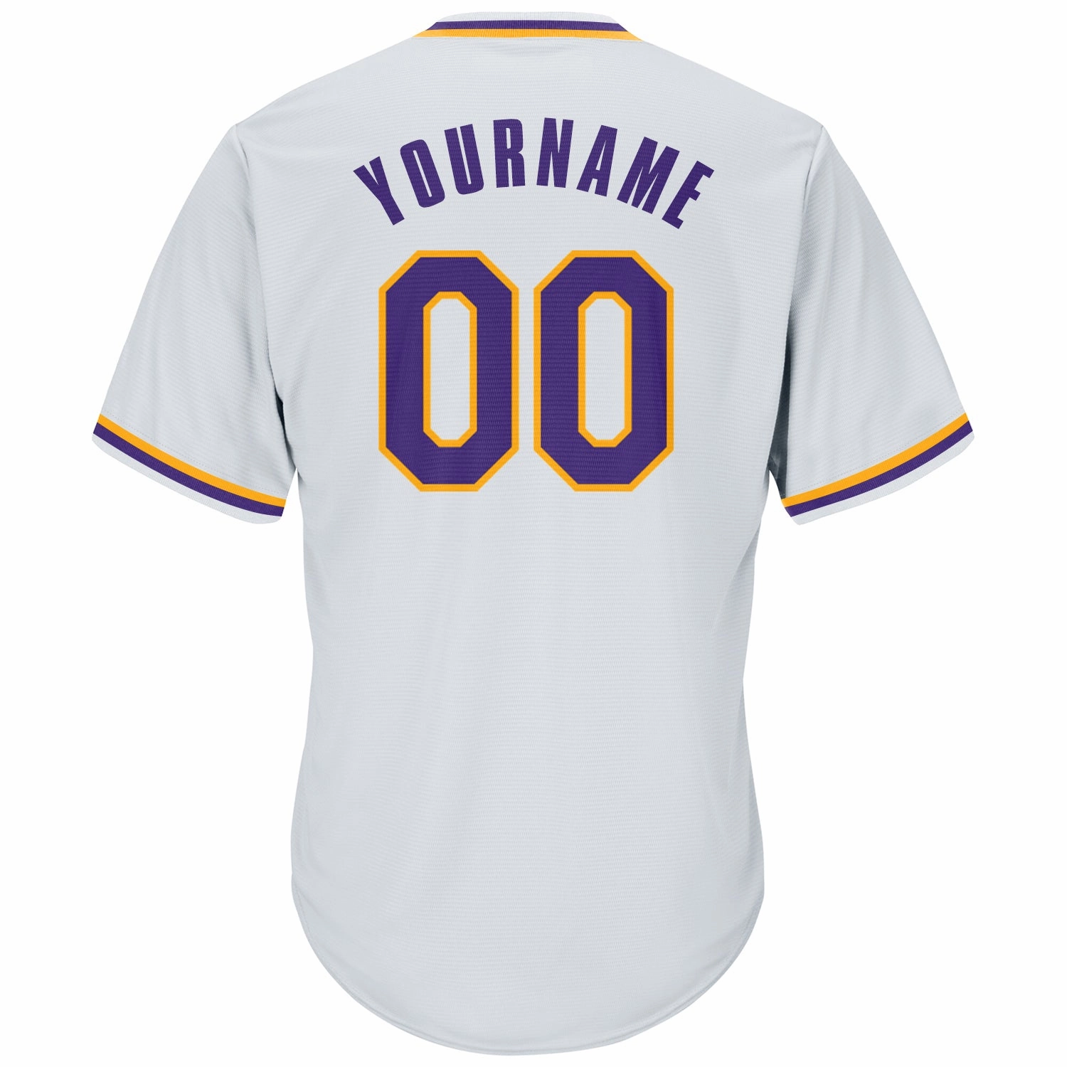 Custom White Purple-Gold Authentic Throwback Rib-Knit Baseball Jersey Shirt