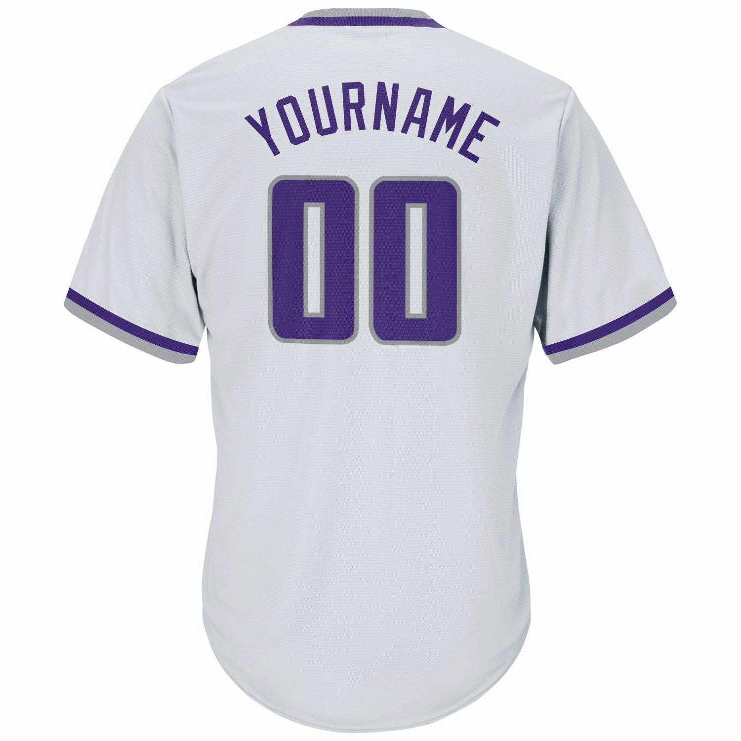 Custom White Purple-Gray Authentic Throwback Rib-Knit Baseball Jersey Shirt