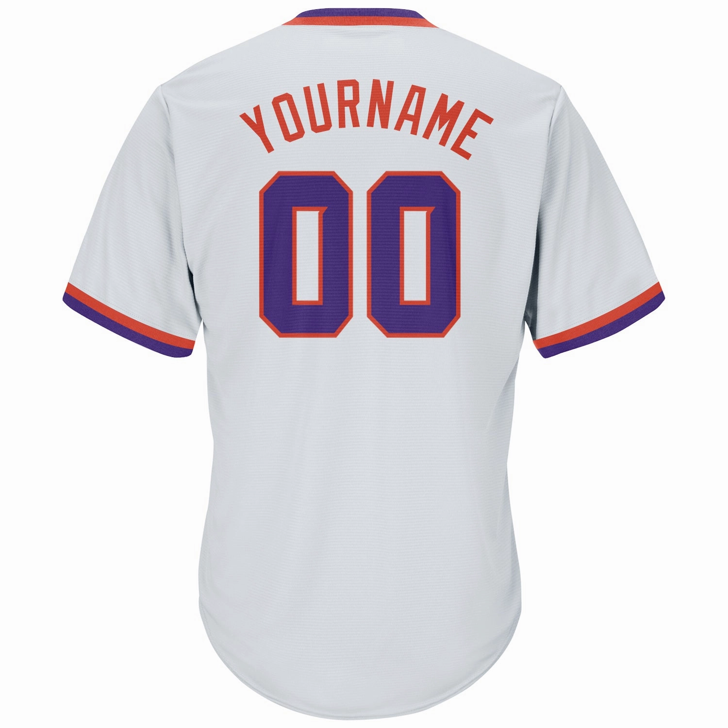 Custom White Purple-Orange Authentic Throwback Rib-Knit Baseball Jersey Shirt