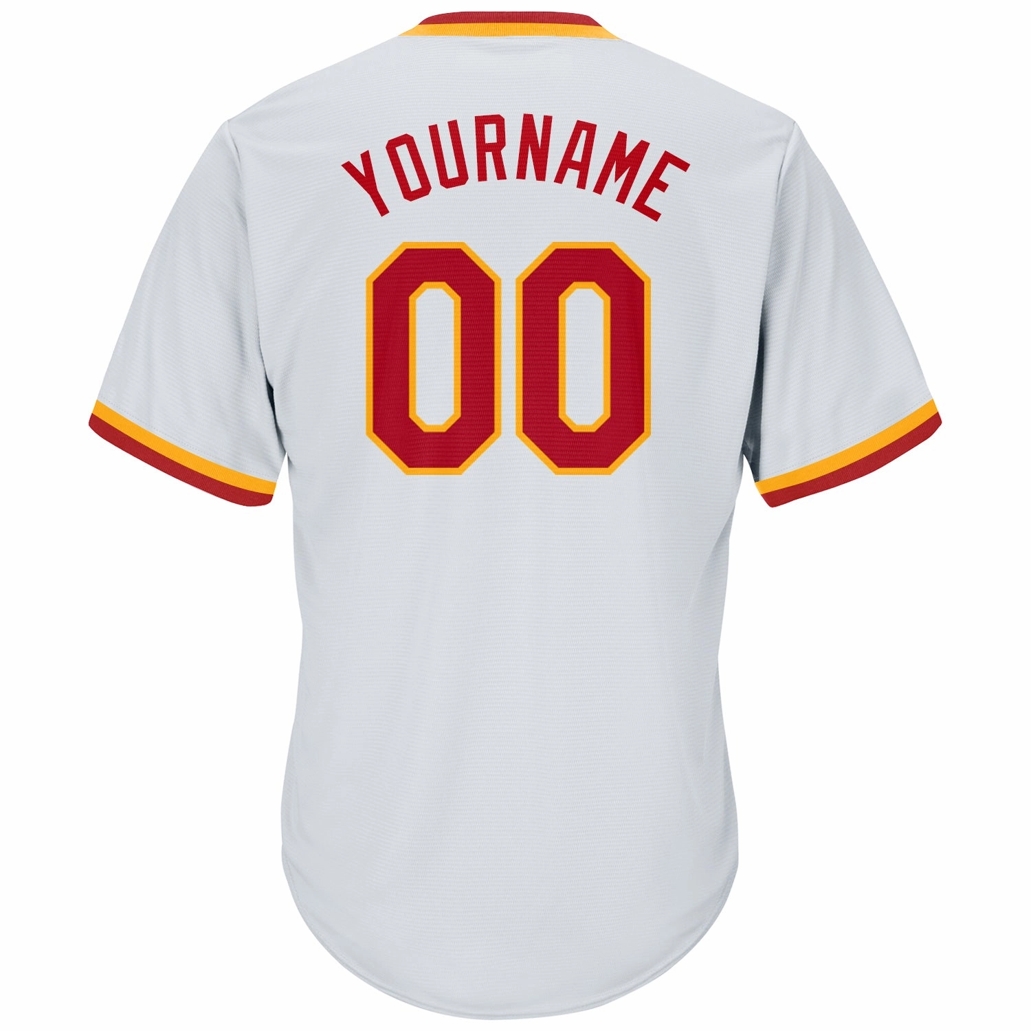 Custom White Red-Gold Authentic Throwback Rib-Knit Baseball Jersey Shirt