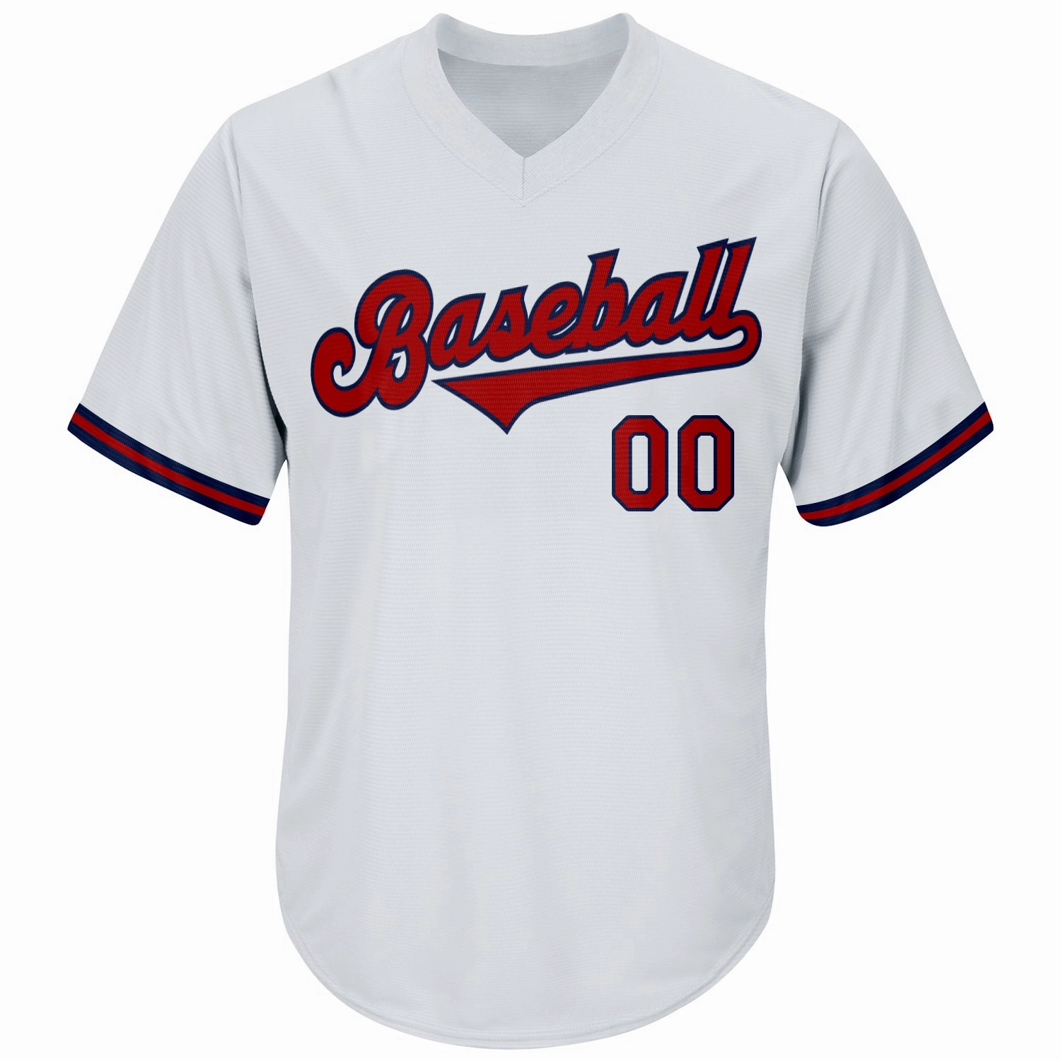 Custom White Red-Navy Authentic Throwback Rib-Knit Baseball Jersey Shirt