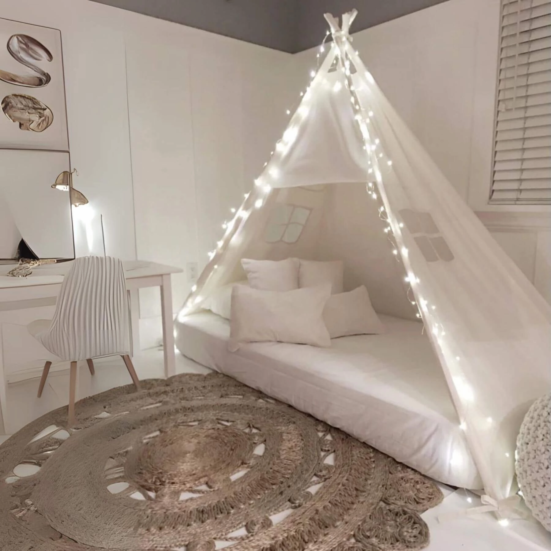 Domestic Objects Play Tent Canopy No Doors, Cream, Crib/Cot 28 X 52" Inches