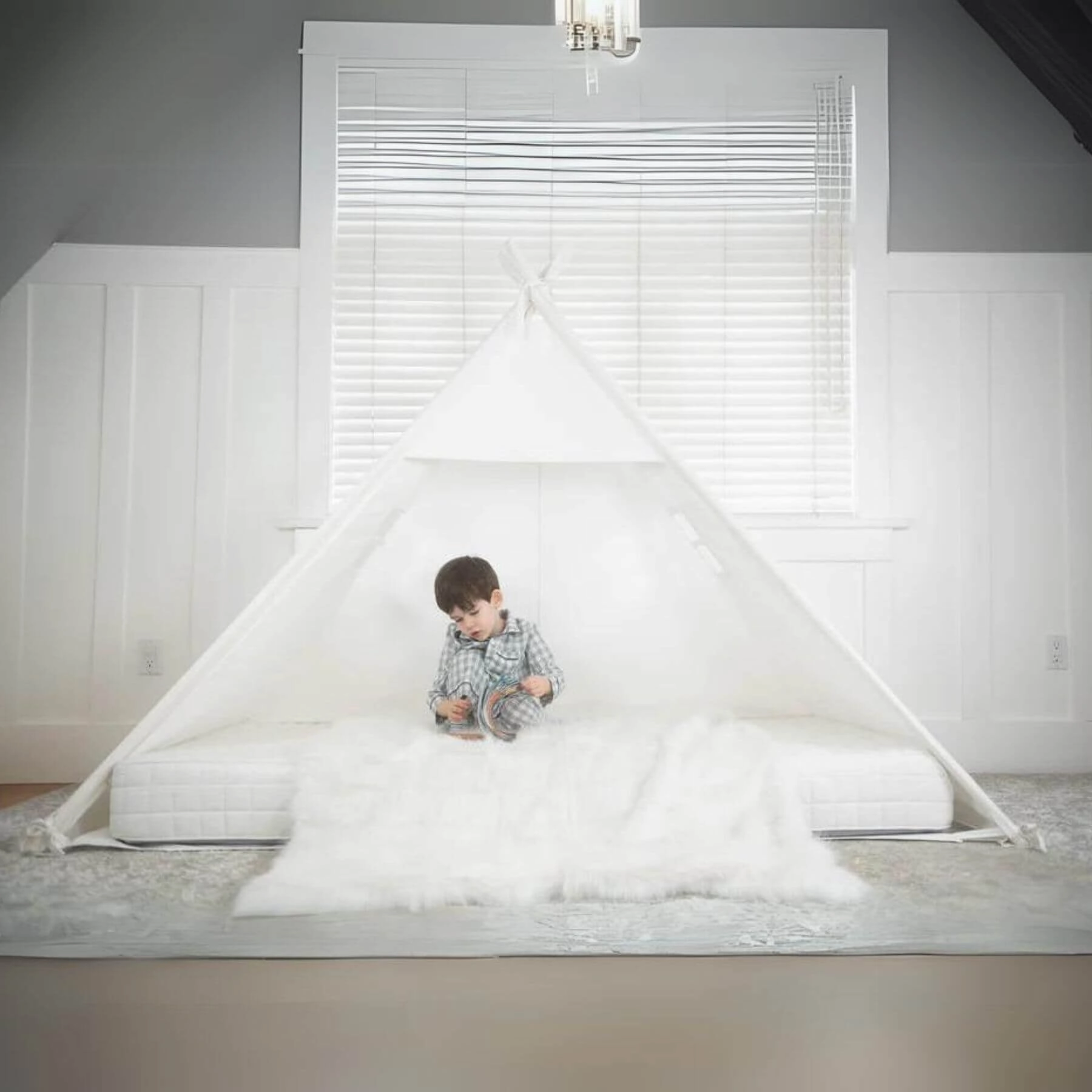 Domestic Objects Play Tent Canopy No Doors, Cream, Crib/Cot 28 X 52" Inches