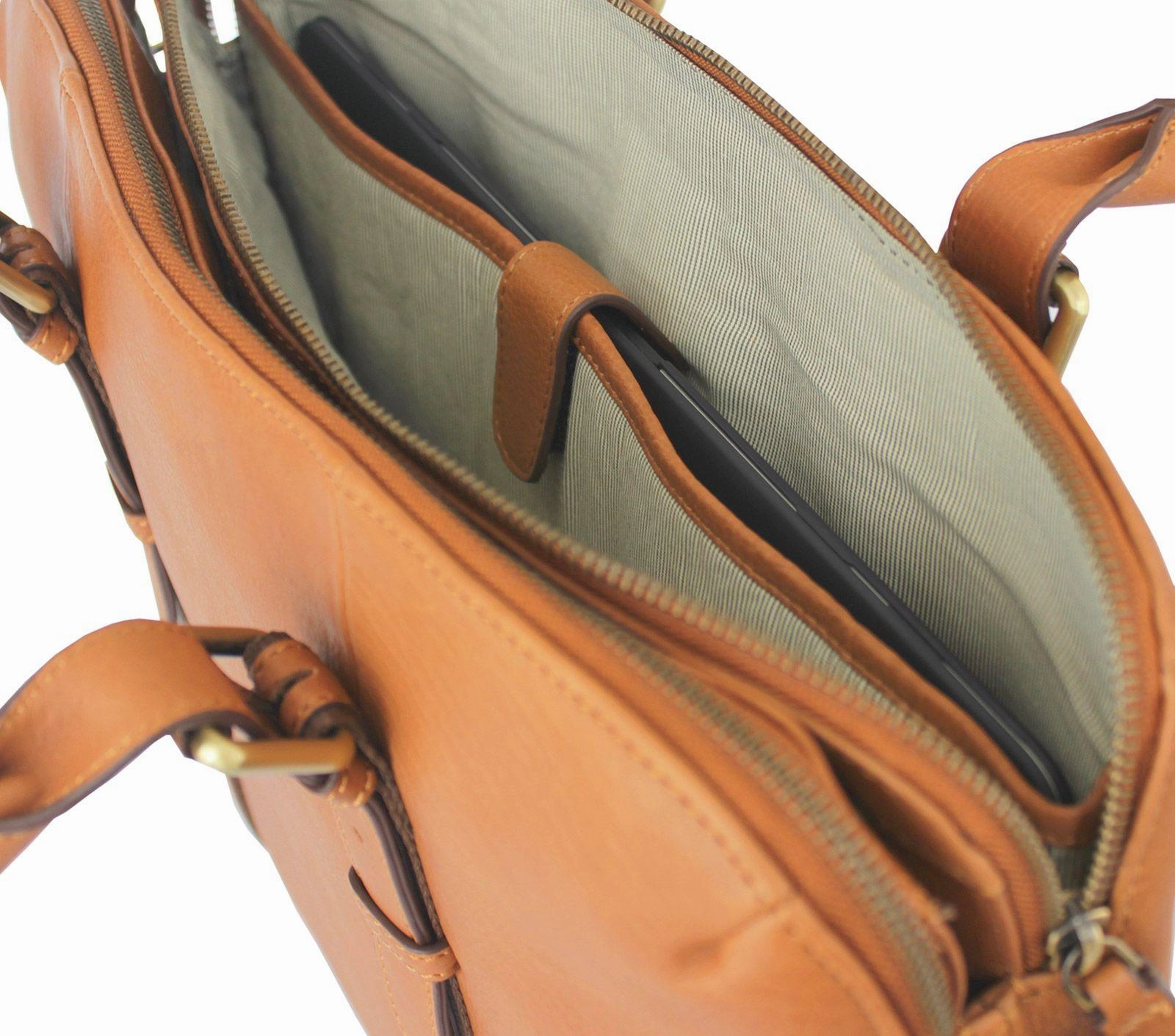 Dual Zip Laptop Bag Leather
