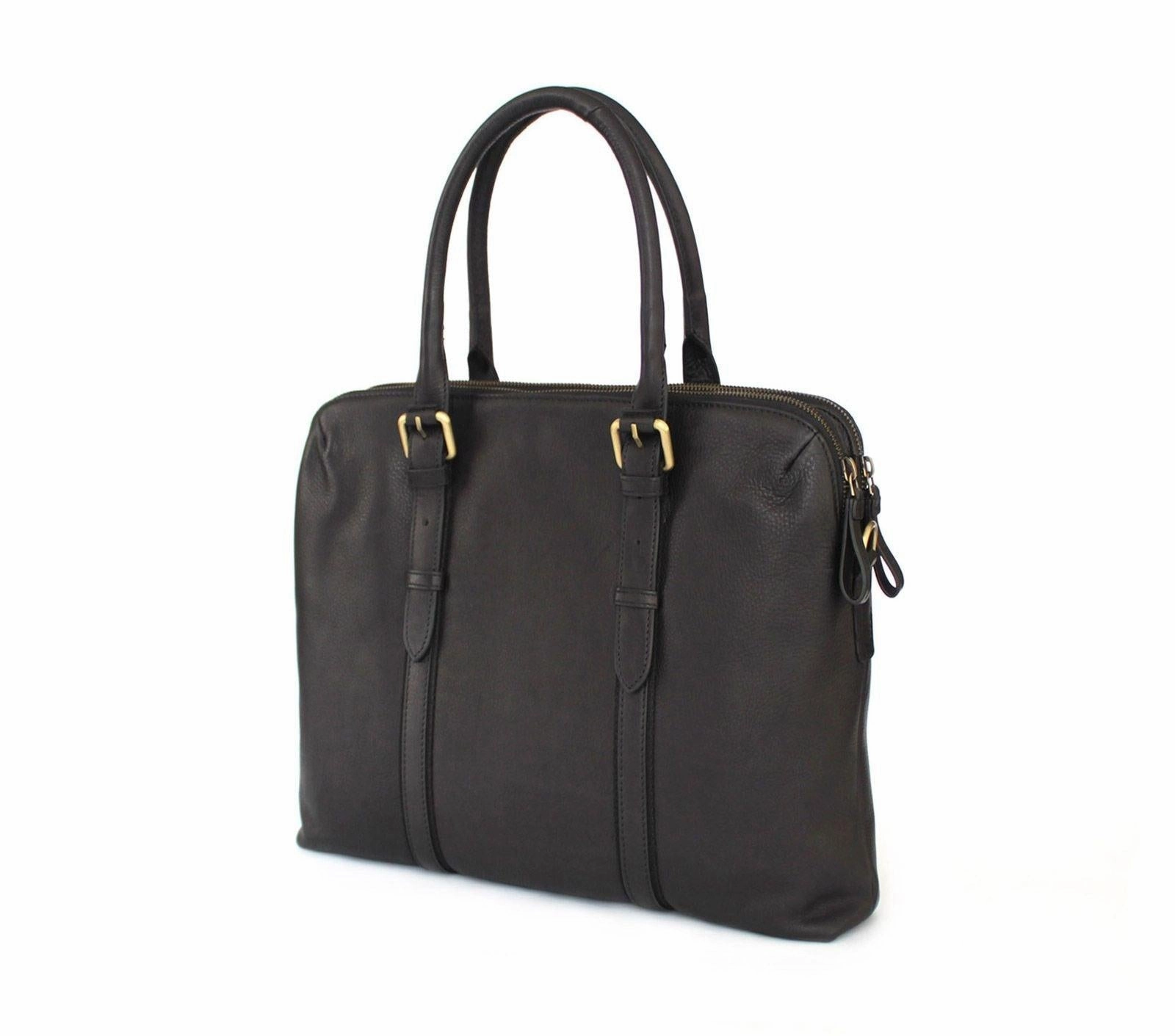Dual Zip Laptop Bag Leather