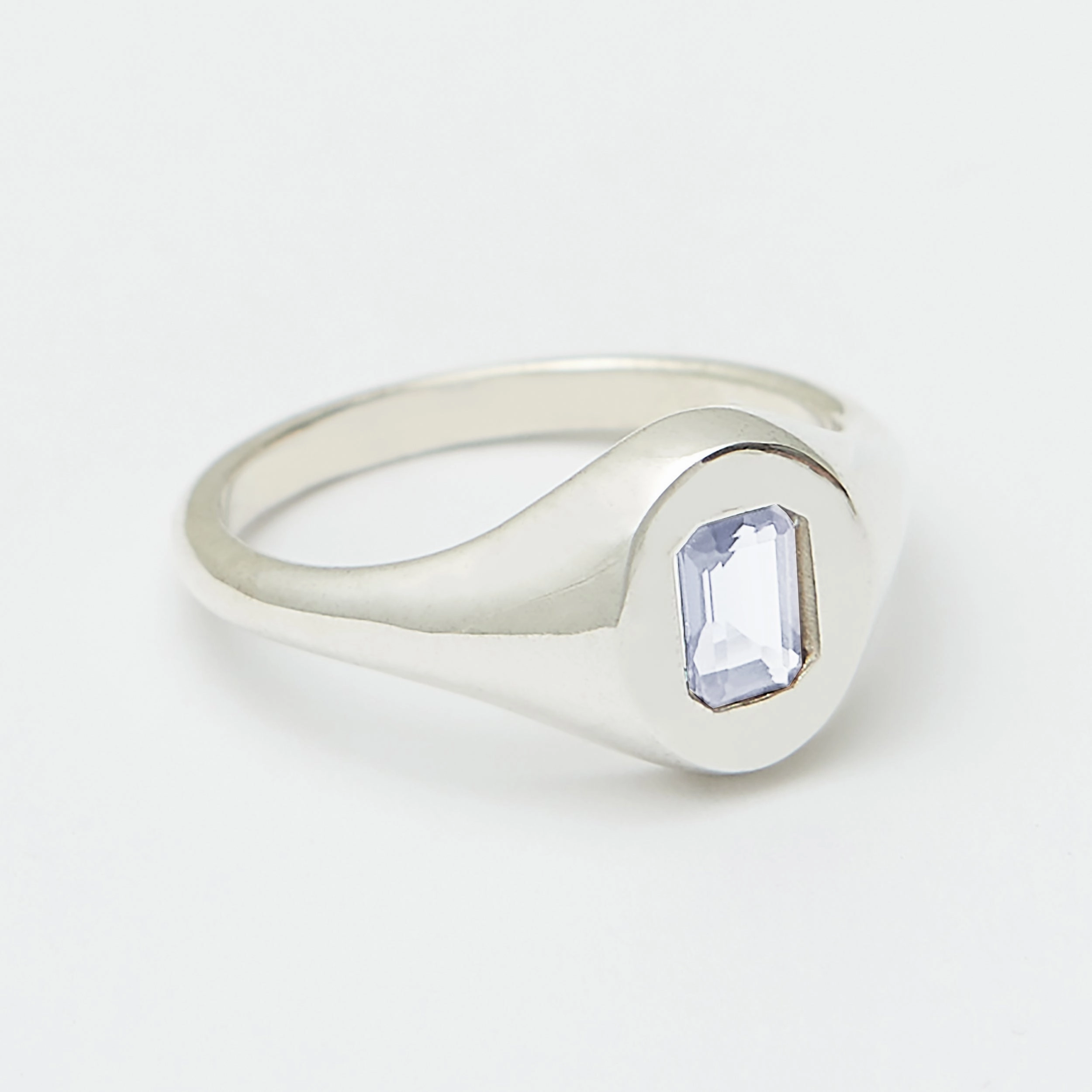 Evan Birthstone Signet Ring in Silver