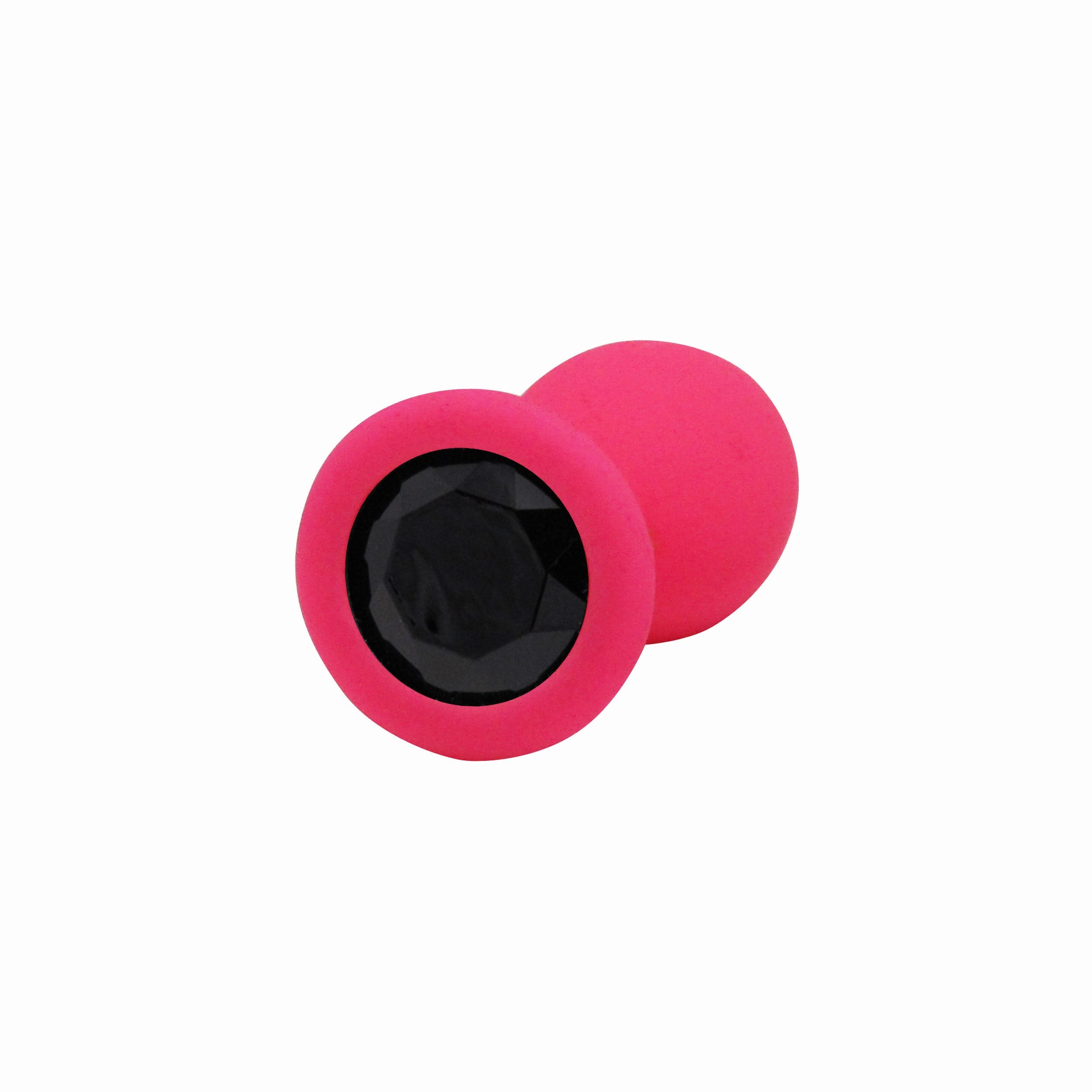 Fetish Pleasure Play Small Pink Silicone Black Jewel Butt Plug