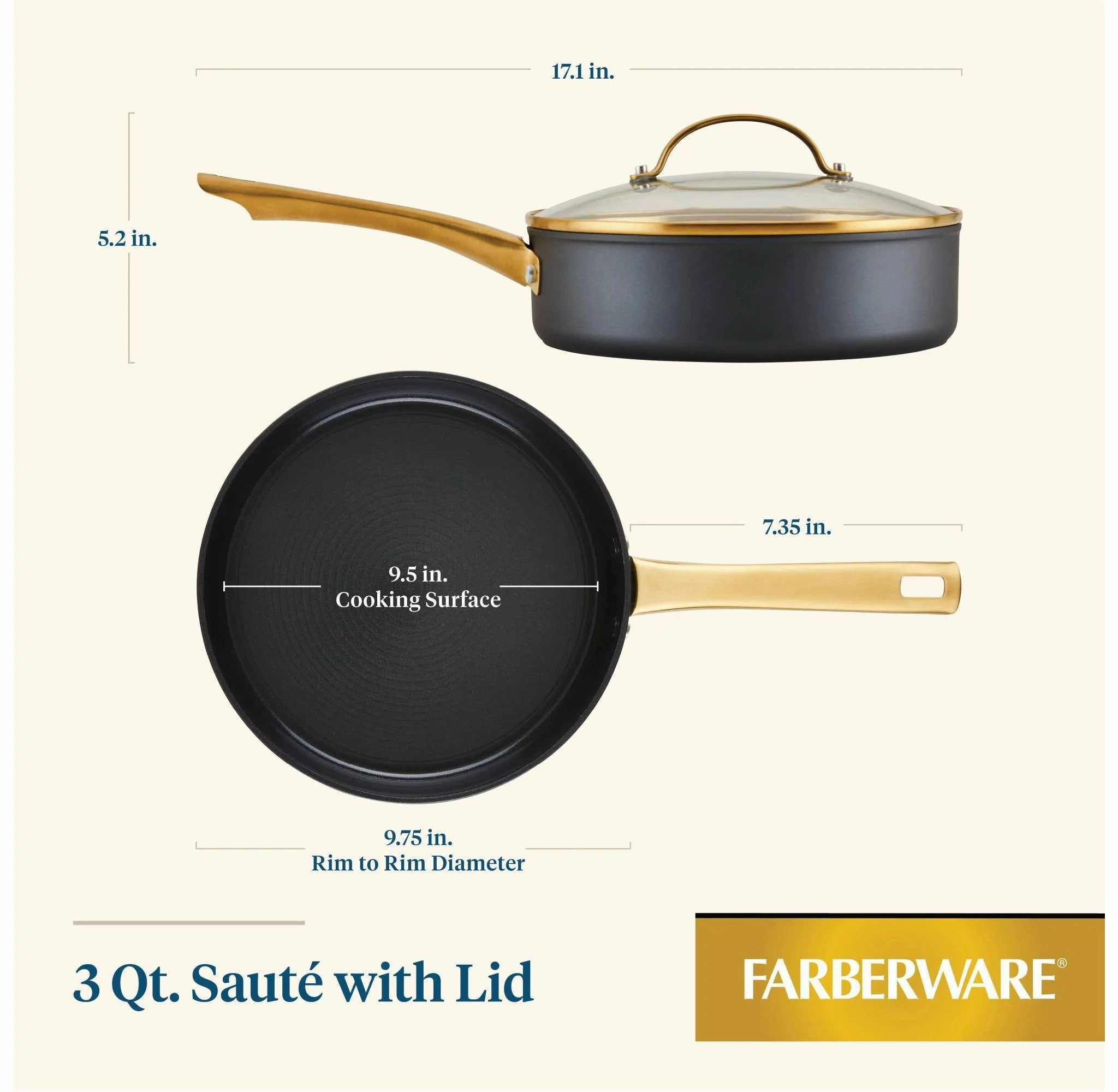 Forged Induction 3qt Ceramic Nonstick Covered Saute Pan