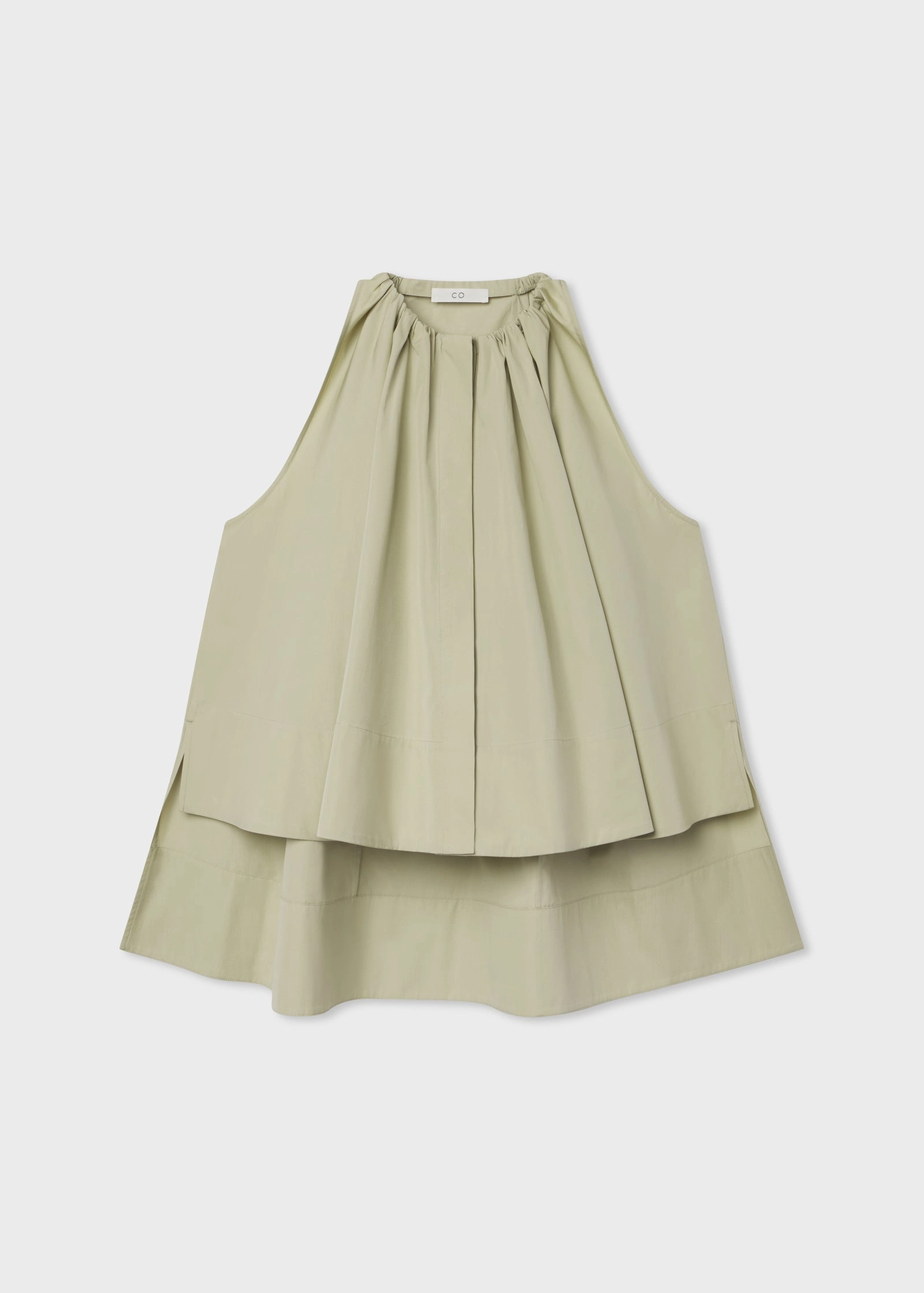 Gathered Tunic Shirt  in Cotton Poplin - Alfalfa