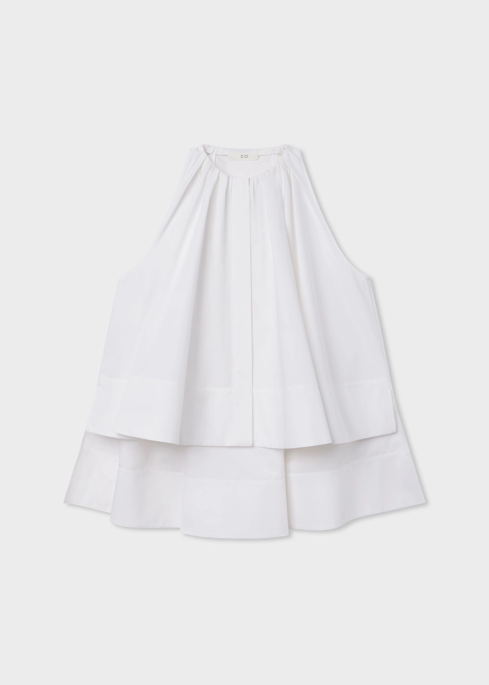 Gathered Tunic Shirt in Cotton Poplin - Optic White