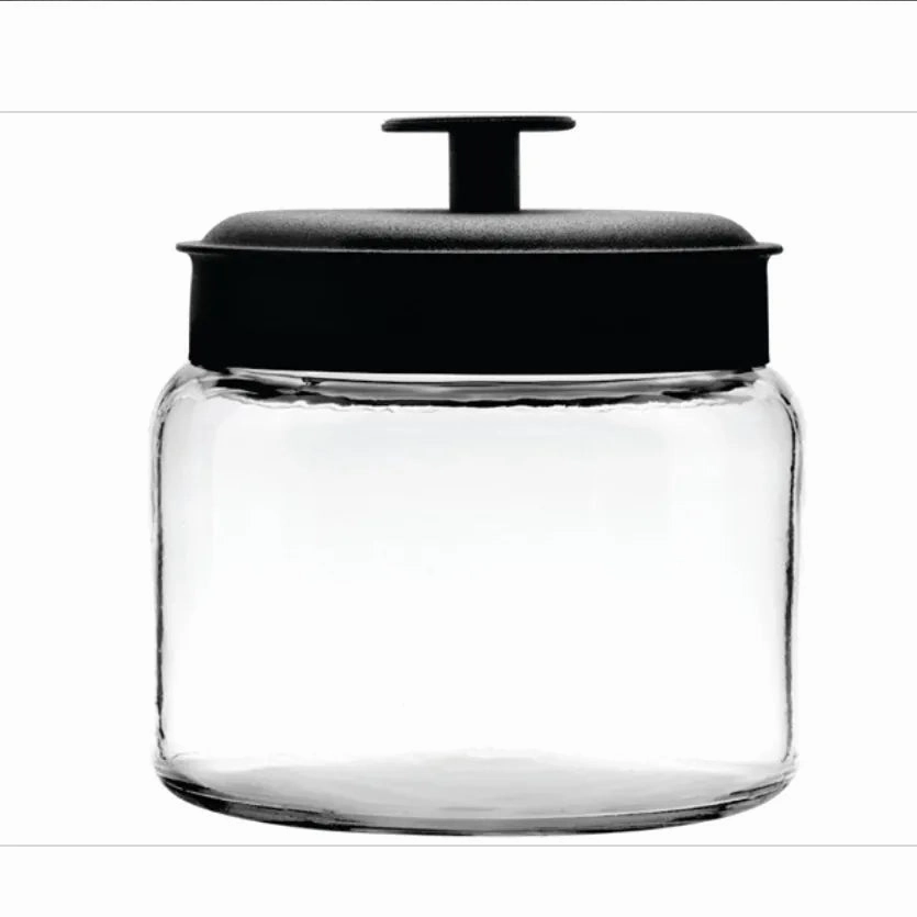Glass 64-Oz. Metal-Lid Montana Jar - Clear/black