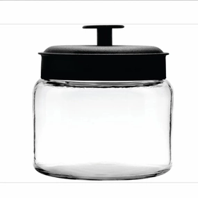 Glass 64-Oz. Metal-Lid Montana Jar - Clear/black