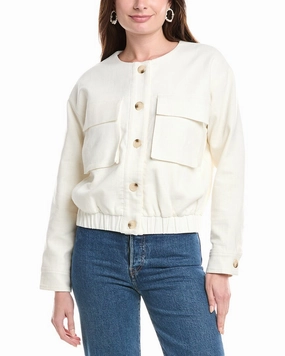 Grey Lab Linen-Blend Bomber Jacket