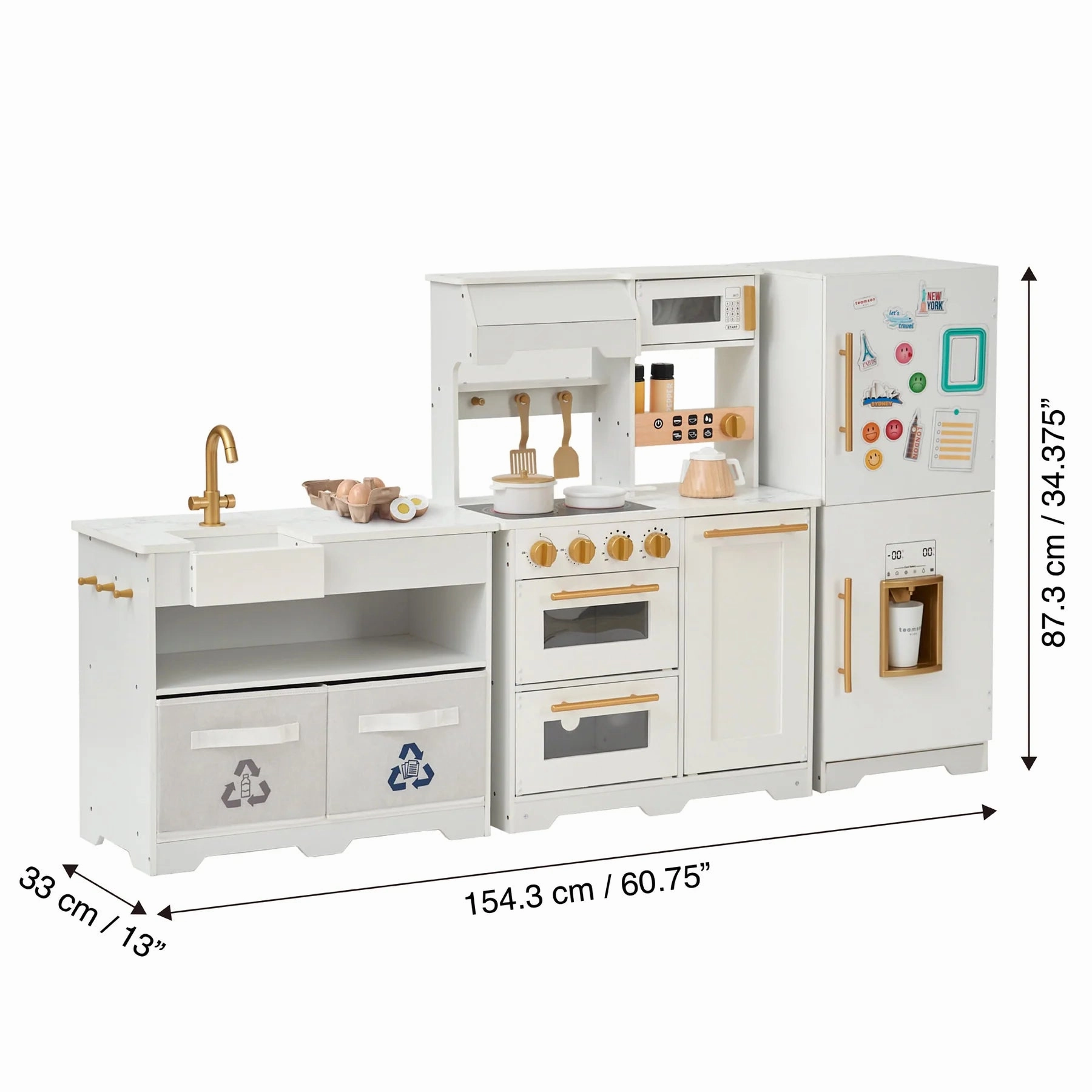LITTLE CHEF ATLANTA LARGE MODULAR PLAY KITCHEN - WHITE/GOLD
