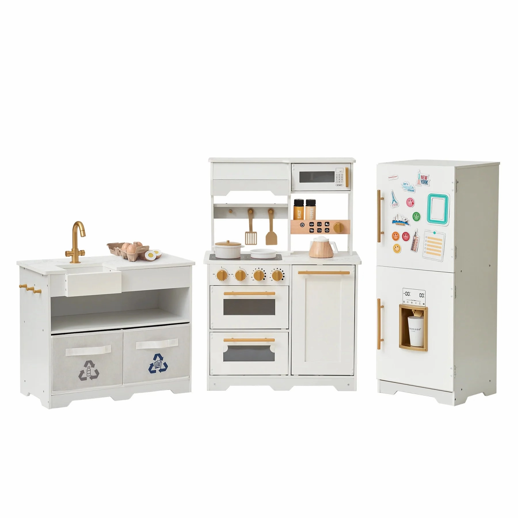 LITTLE CHEF ATLANTA LARGE MODULAR PLAY KITCHEN - WHITE/GOLD