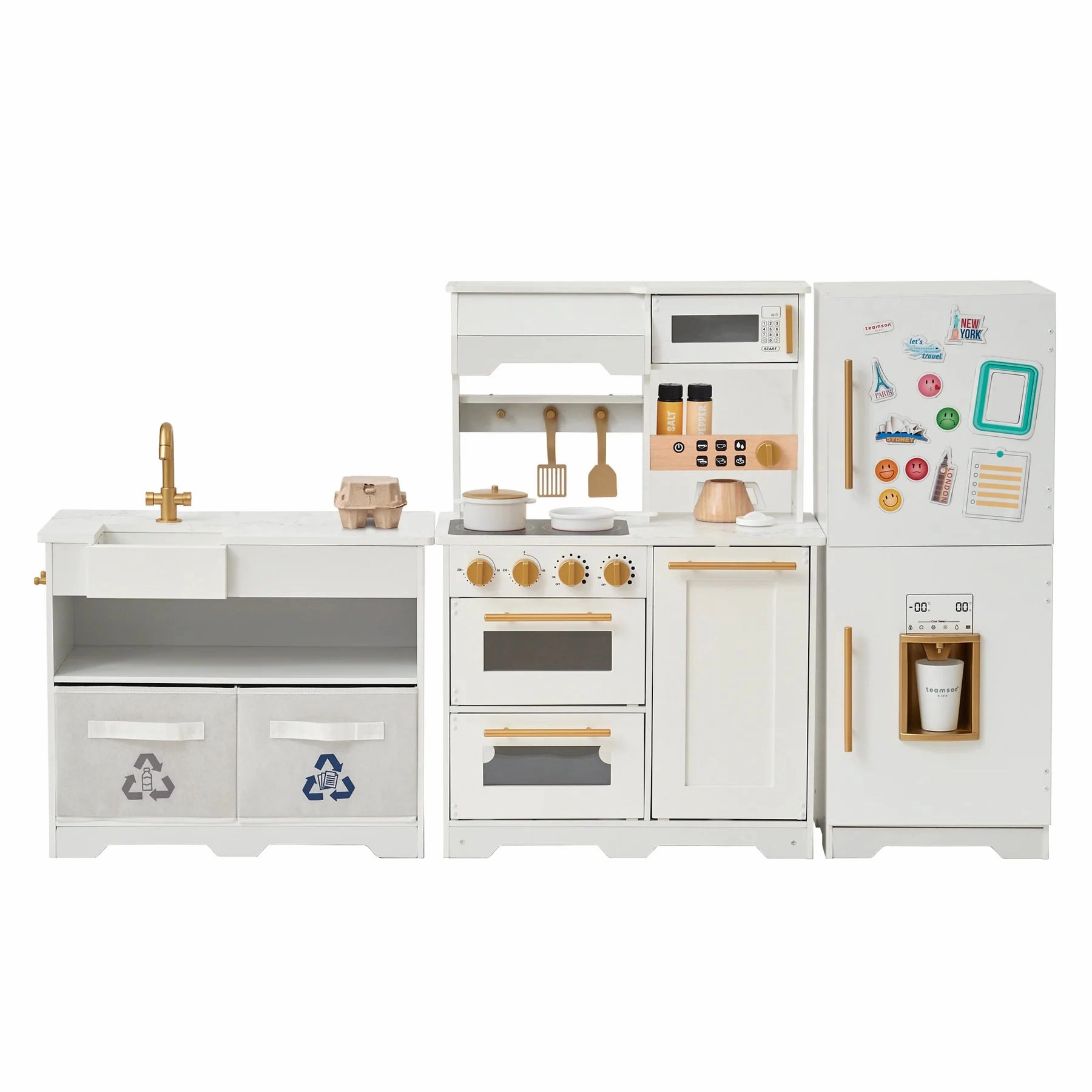 LITTLE CHEF ATLANTA LARGE MODULAR PLAY KITCHEN - WHITE/GOLD