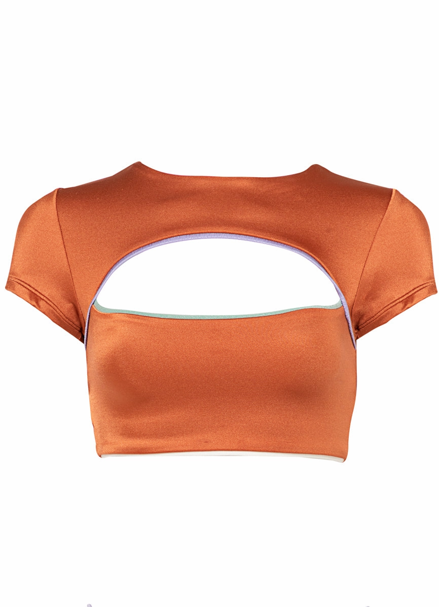 Maaji Satin Umber Janece Crop Top Bikini Top