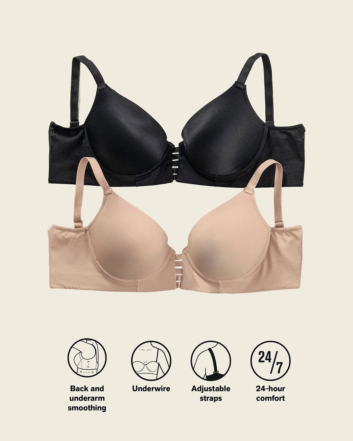 Memory Foam Push-Up Underwire Bustier Bra with Strappy Front