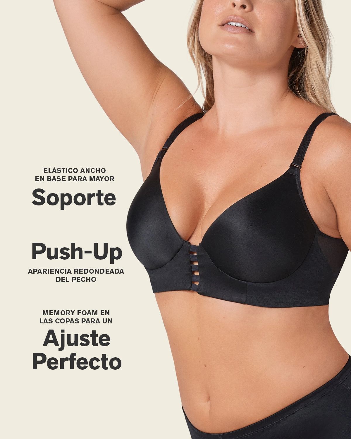 Memory Foam Push-Up Underwire Bustier Bra with Strappy Front