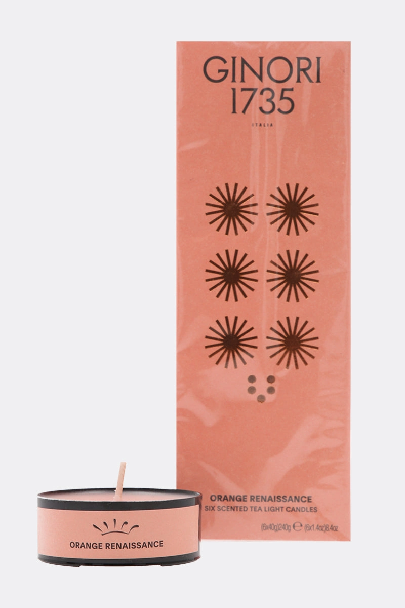 Orange Renaissance six scented tea light candles
