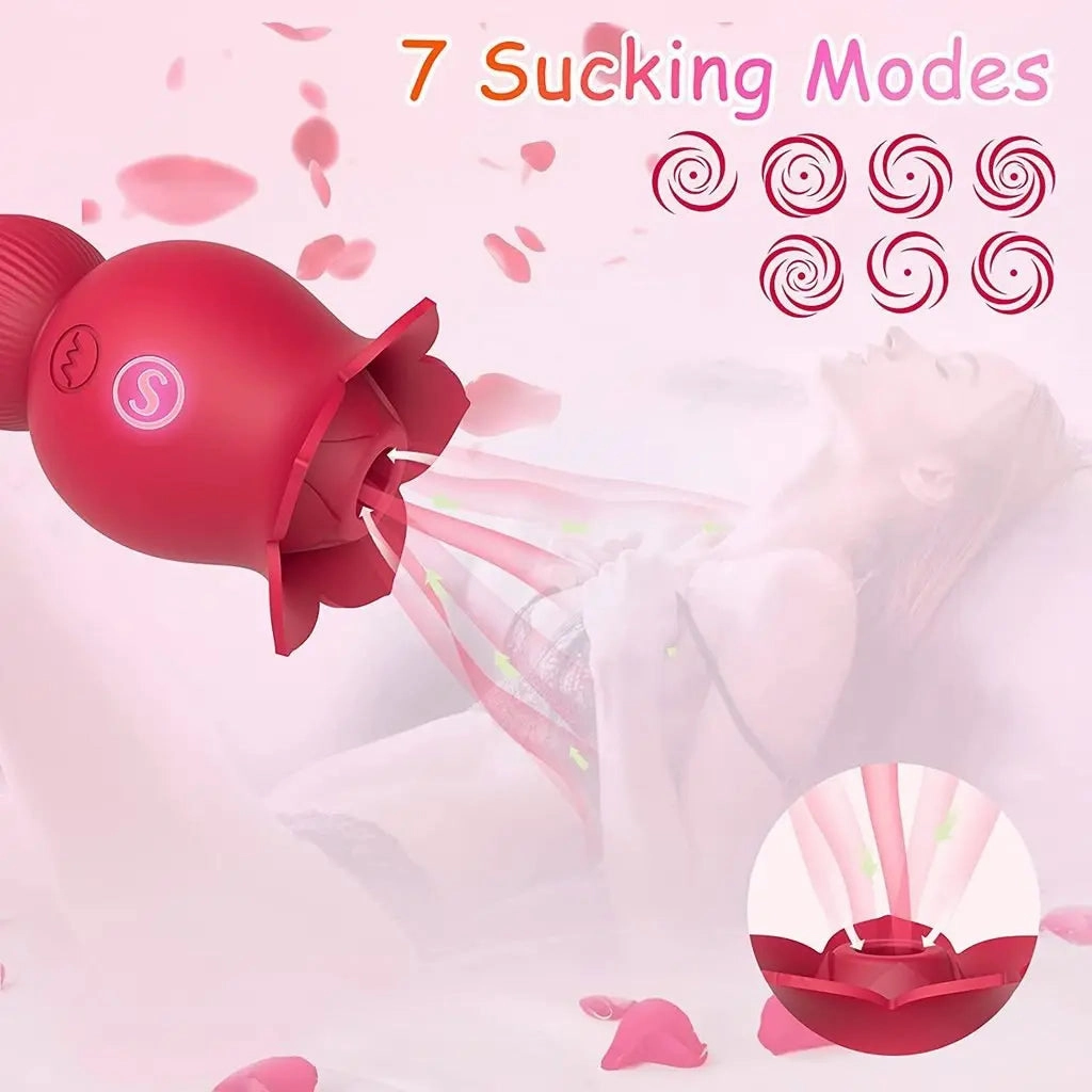 Quusvik 2-in-1 Rose Sucking Vibrator with Tongue Simulation for Women