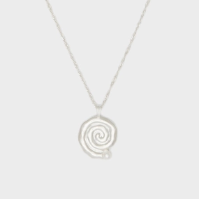 Sacred Spiral Freshwater Pearl Necklace in Silver