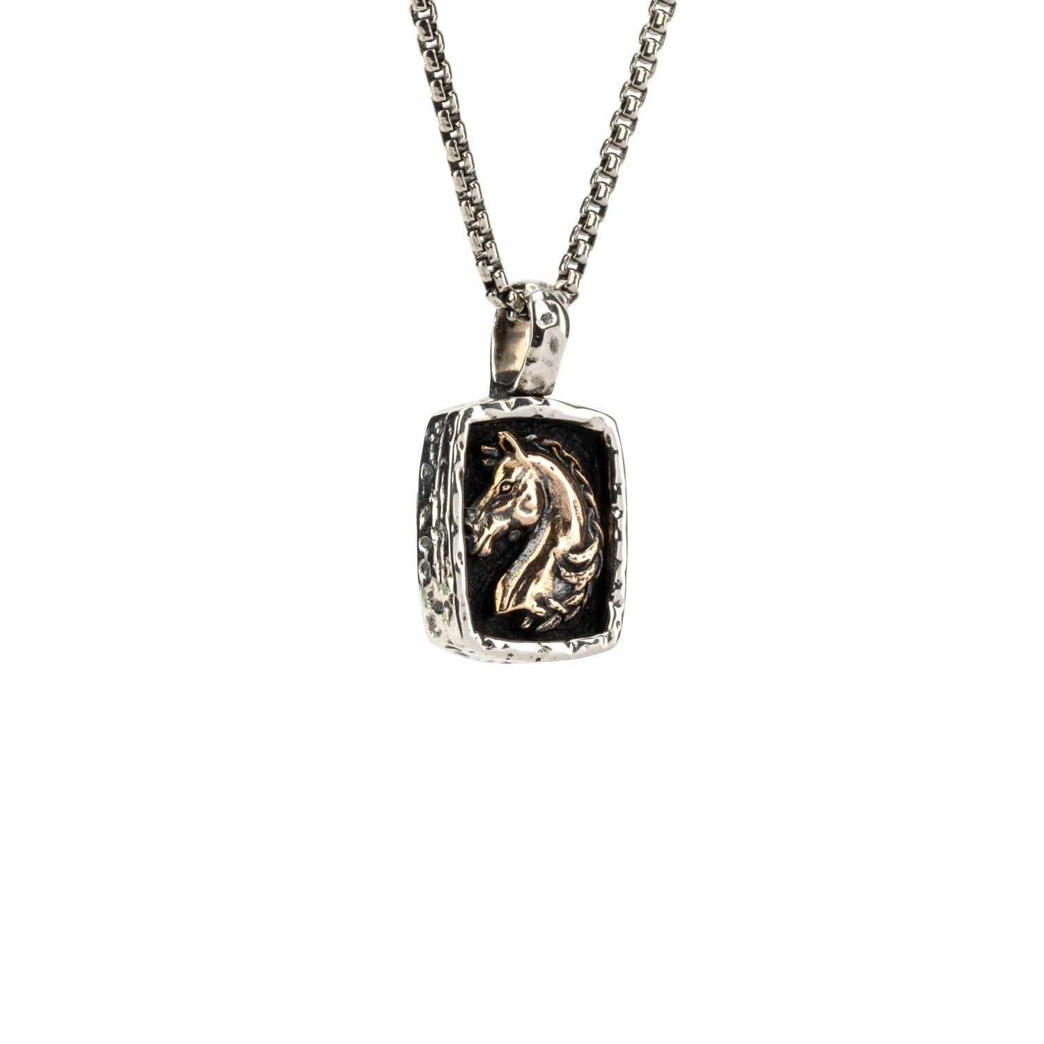 Silver or Silver and Bronze Horse Pendant Small