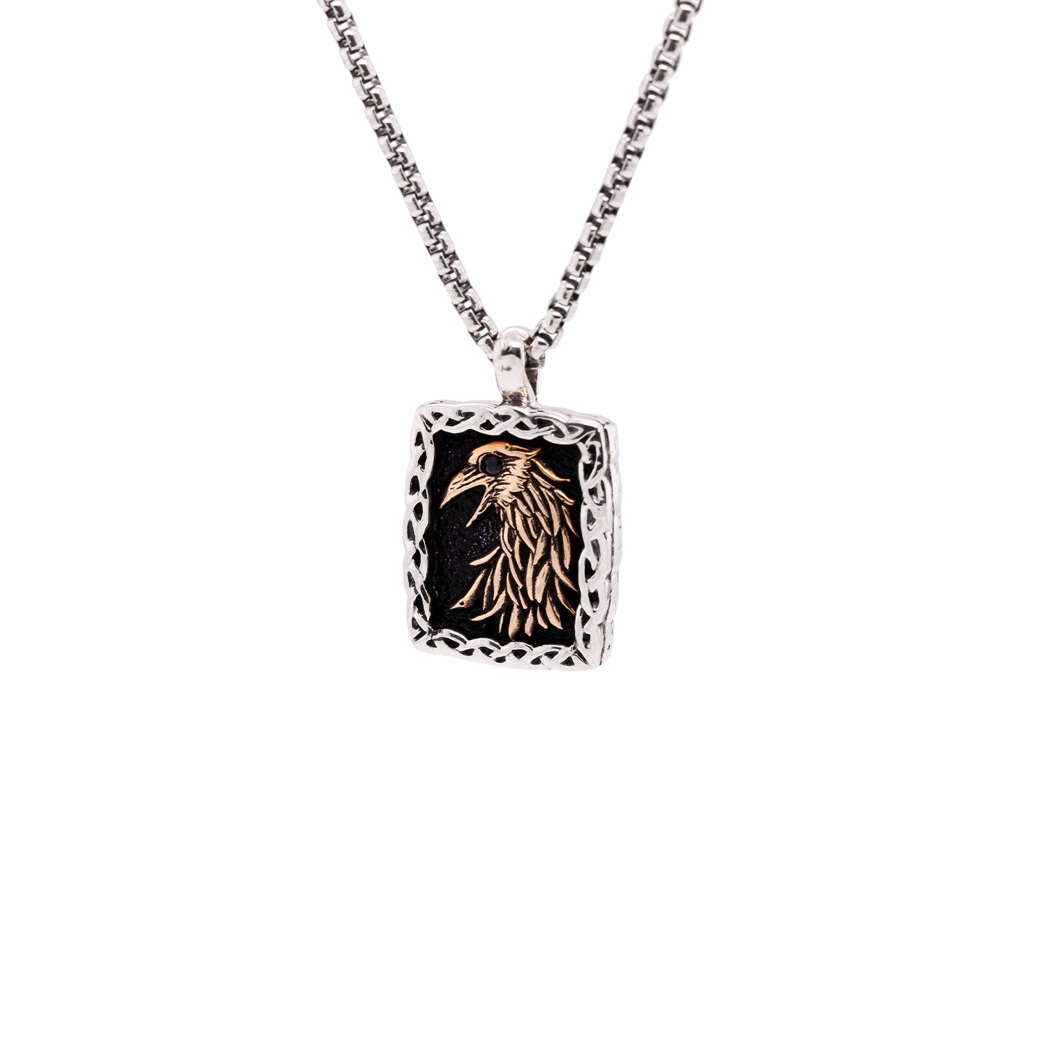Silver or Silver and Bronze Raven Pendant Small