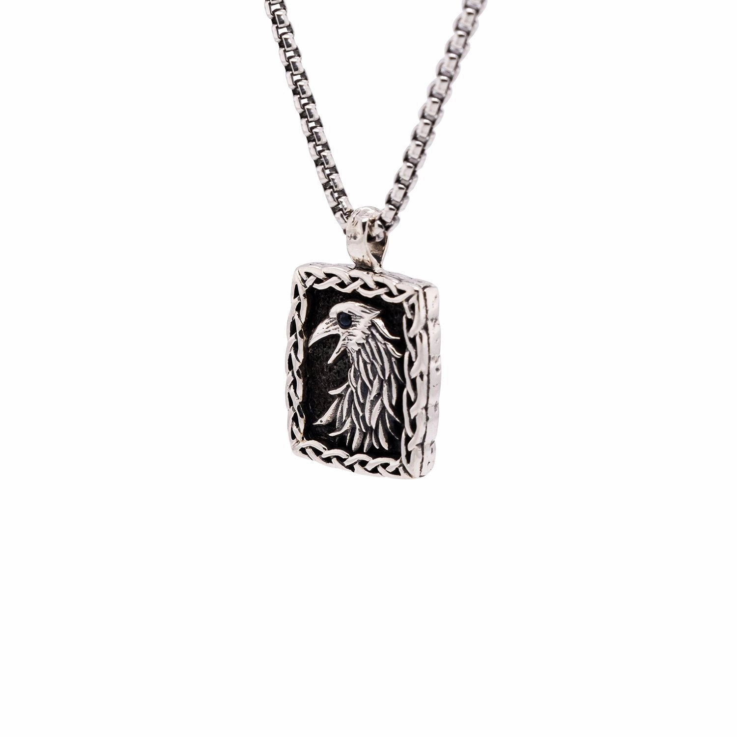 Silver or Silver and Bronze Raven Pendant Small