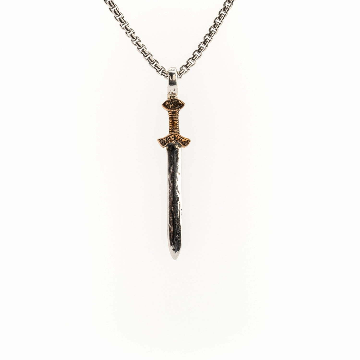 Silver or Silver and Bronze Viking Sword Pendant Small