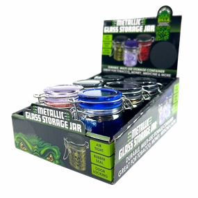 Small Metallic Glass Storage Jar - 6 Pieces Per Retail Ready Display 25060