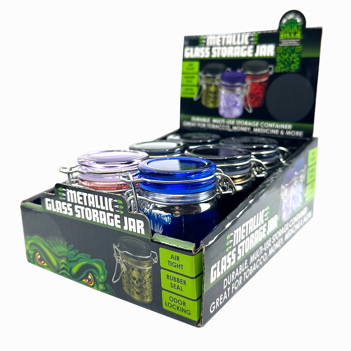 Small Metallic Glass Storage Jar - 6 Pieces Per Retail Ready Display 25060