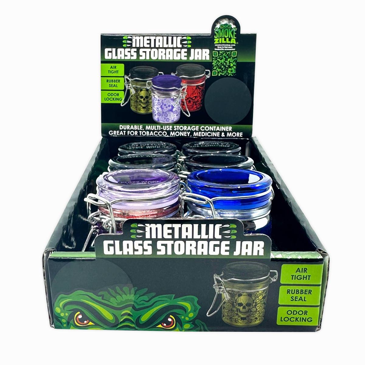 Small Metallic Glass Storage Jar - 6 Pieces Per Retail Ready Display 25060